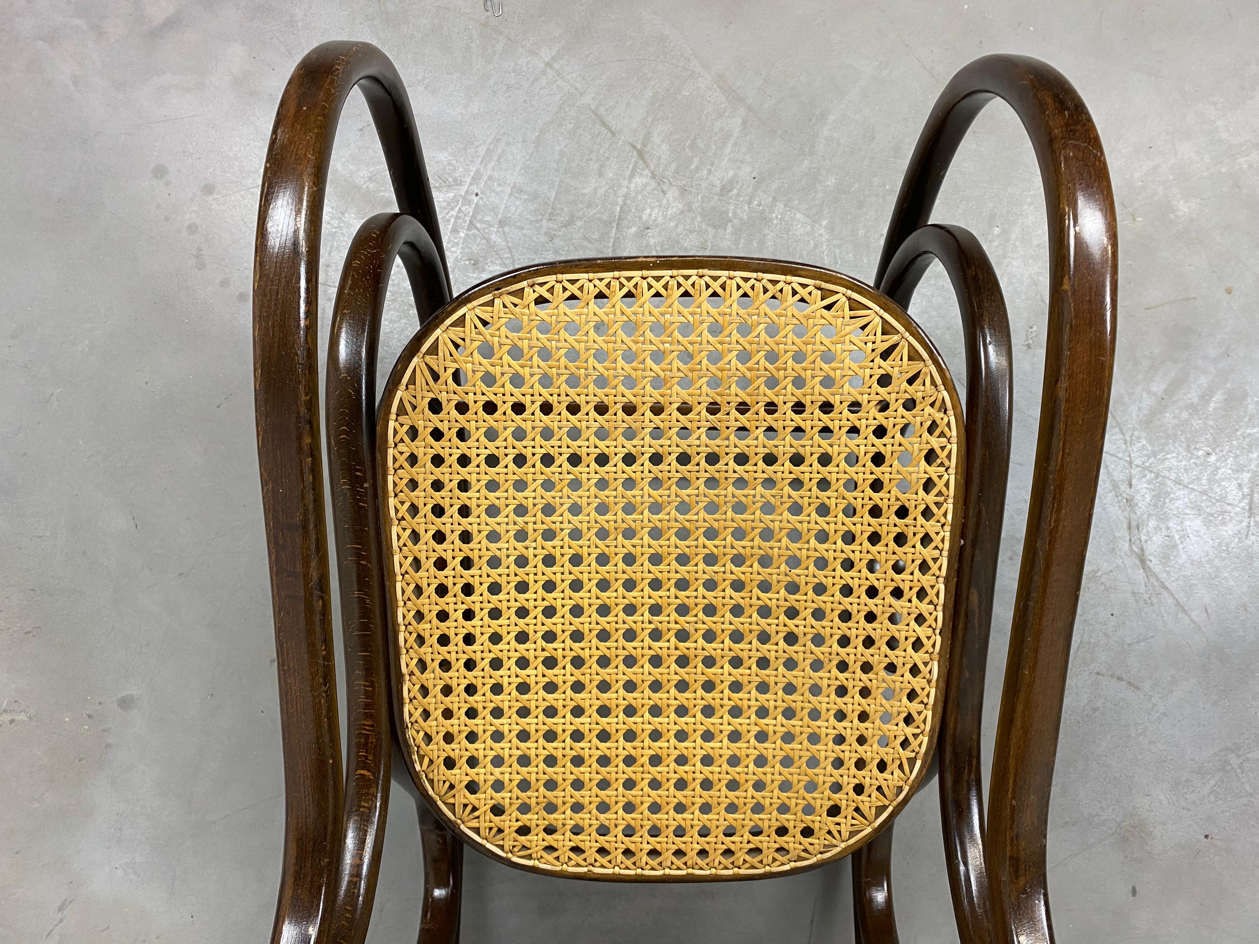 Rattan Small Thonet Rocking Chair No.10 for Children For Sale