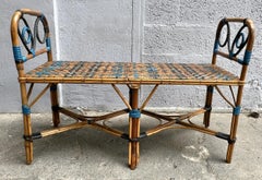 Small three-color woven rattan lounge, France circa 1930.
