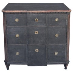 Small Three-Drawer Swedish Chest in Original Black Paint