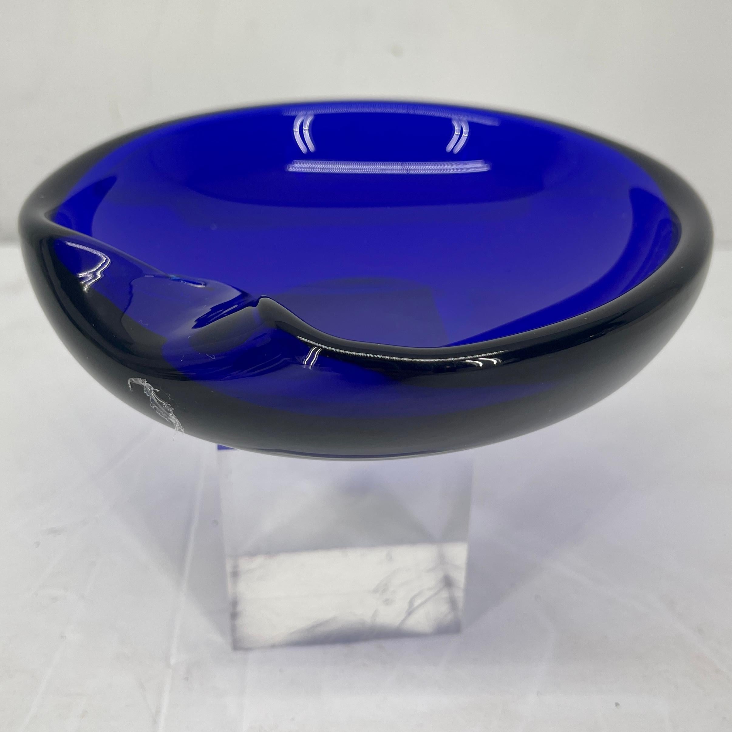 Small Tiffany Elsa Peretti Cobalt Blue Thumbprint Glass Bowl 1