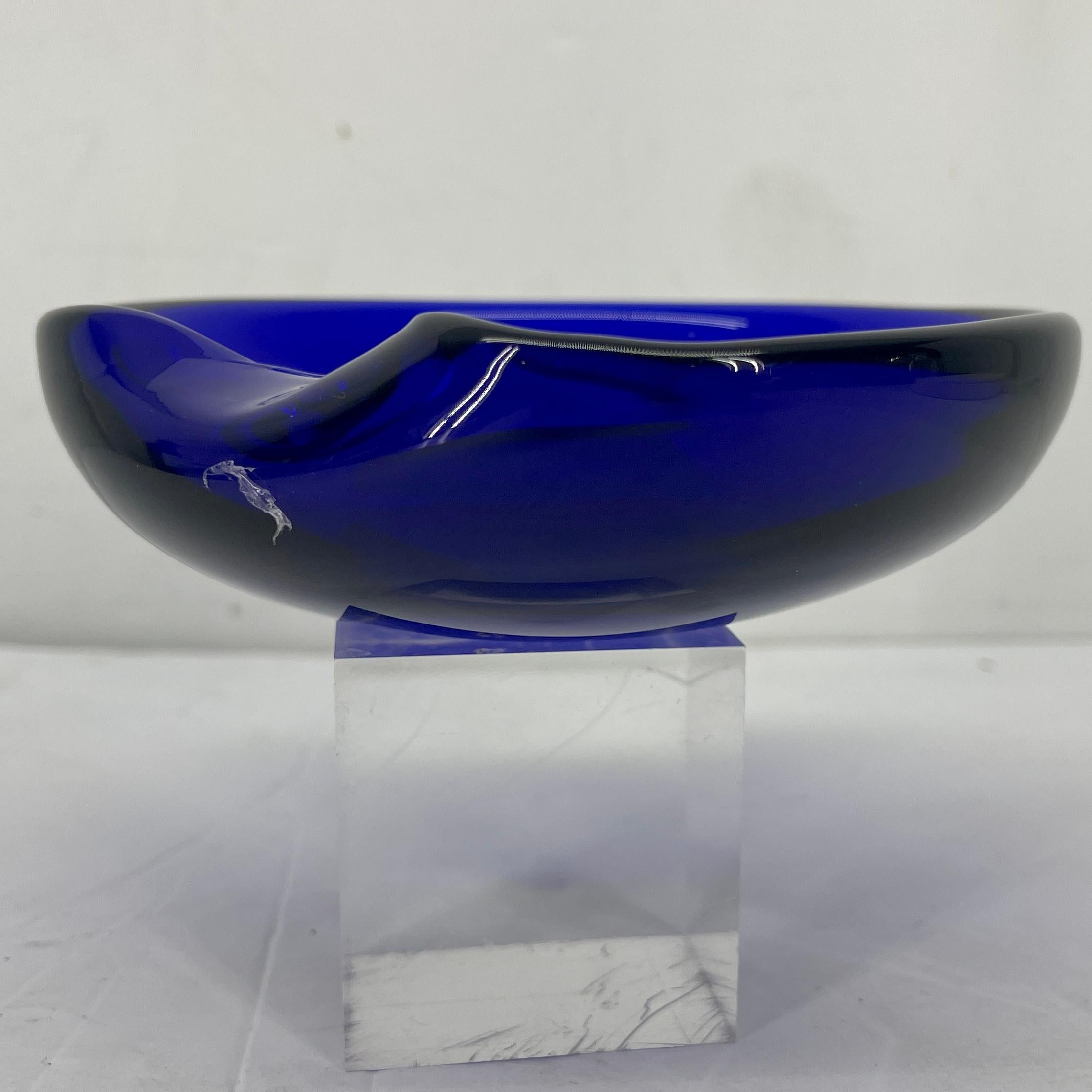 Small Tiffany Elsa Peretti Cobalt Blue Thumbprint Glass Bowl 2