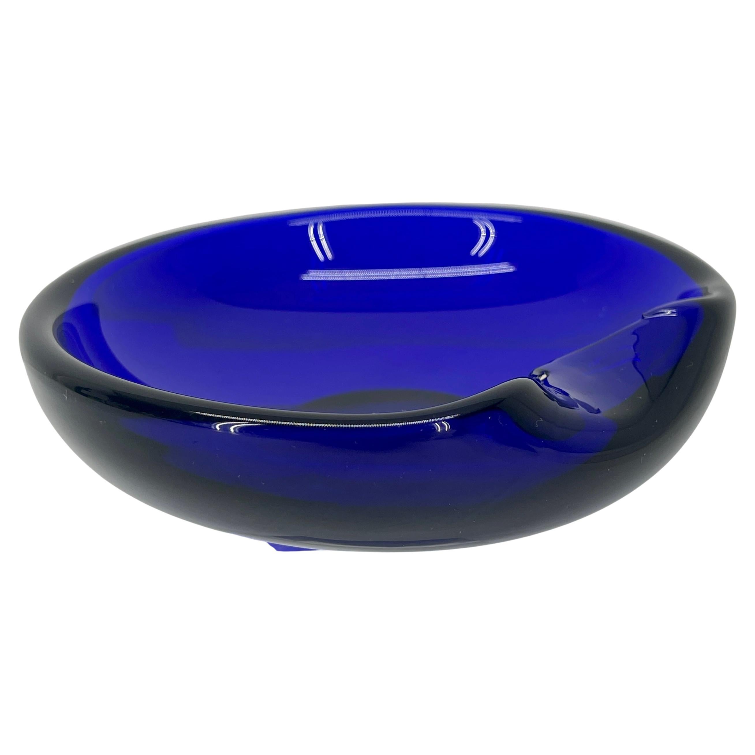 Modern Small Tiffany Elsa Peretti Cobalt Blue Thumbprint Glass Bowl