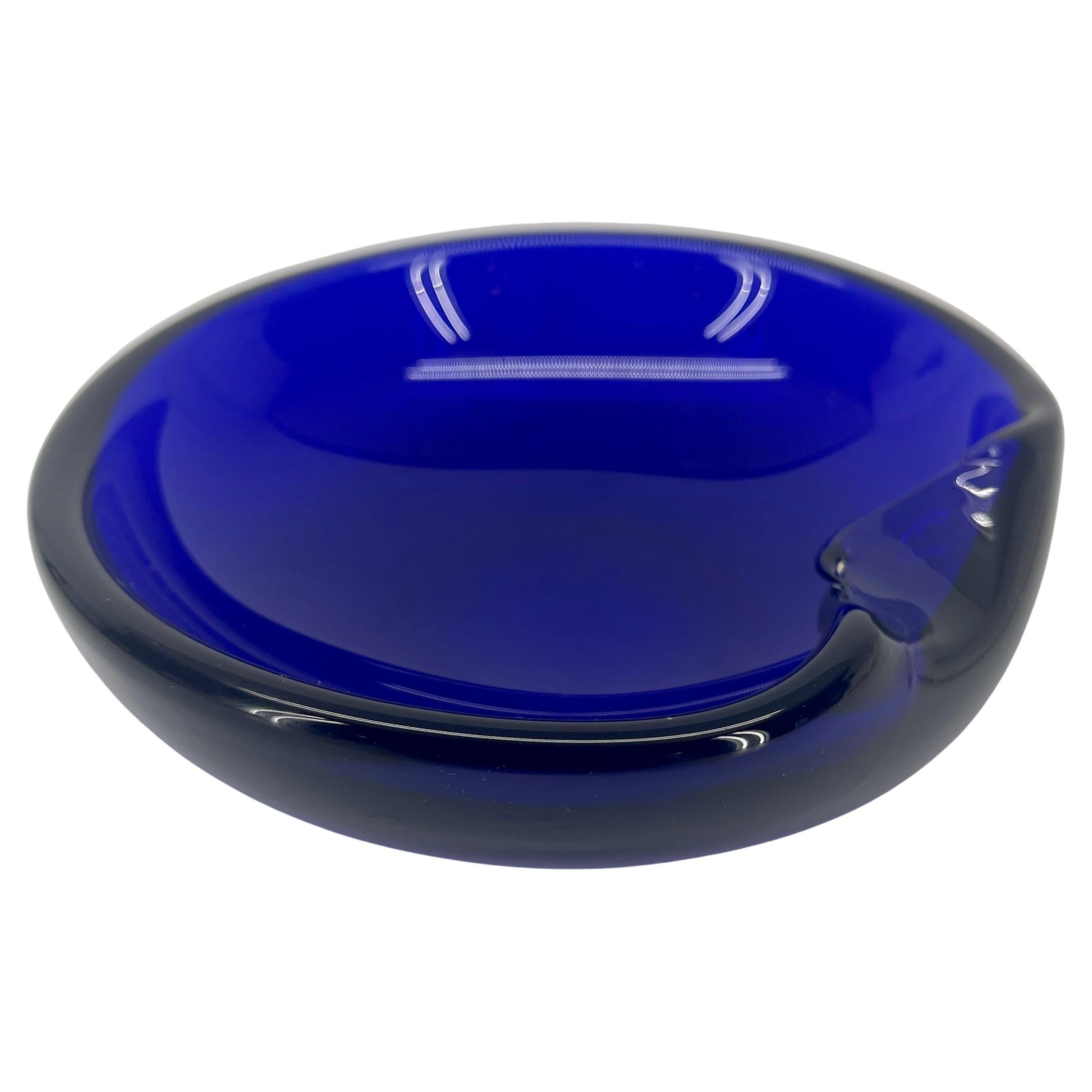 Small Tiffany Elsa Peretti Cobalt Blue Thumbprint Glass Bowl