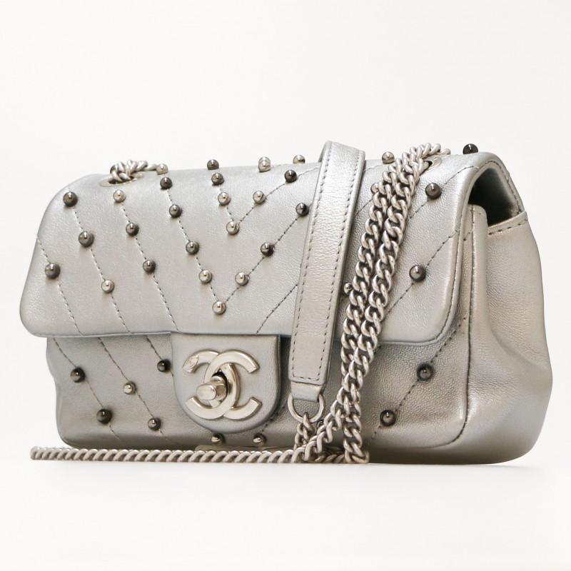 Small Timeless Chanel Silver Bag For Sale 1