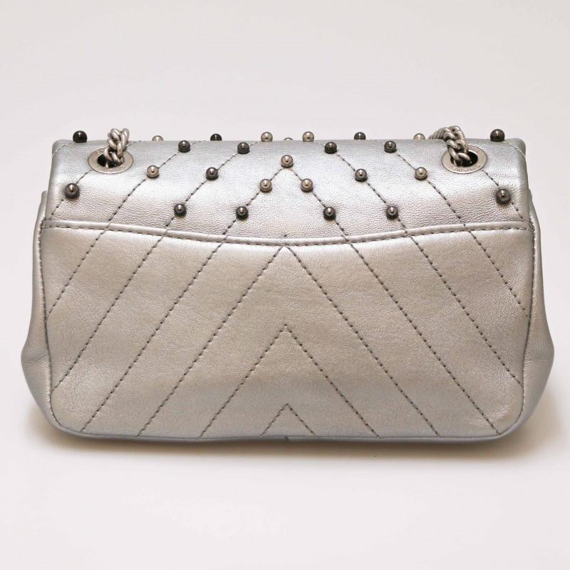 Small Timeless Chanel Silver Bag For Sale 3