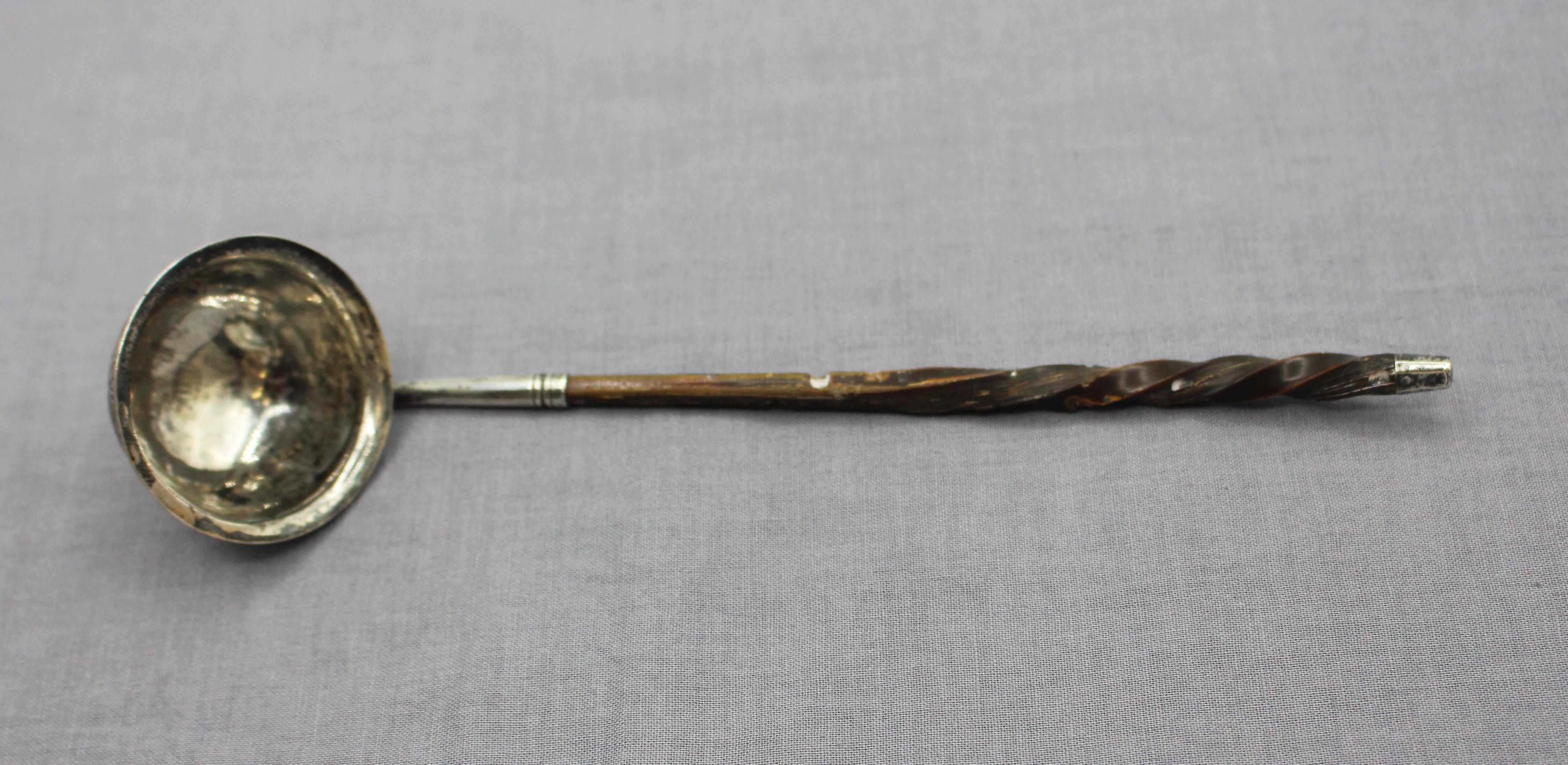 English Small Toddy Ladle with Sterling and Twisted Baleen Handle For Sale
