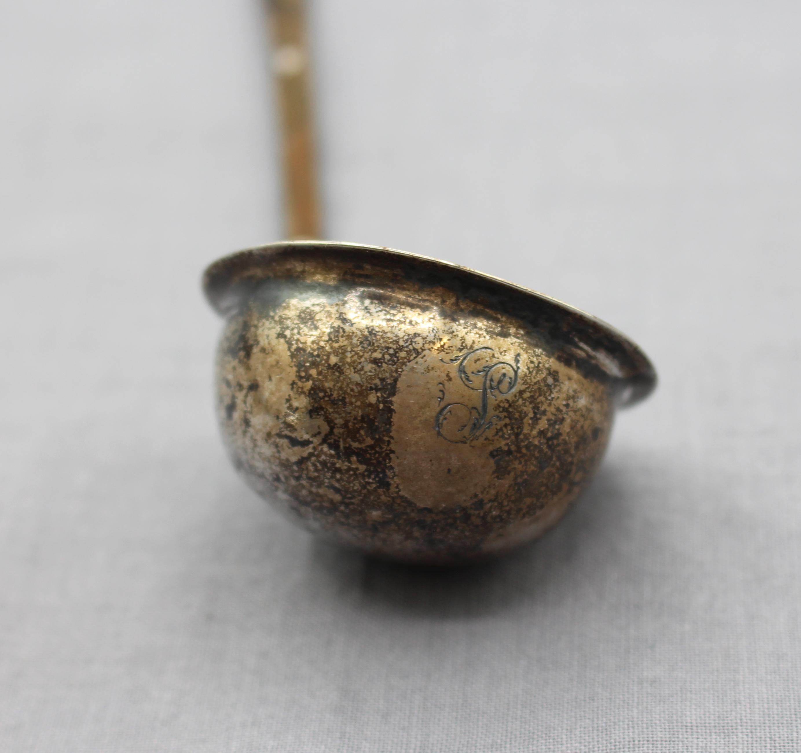 19th Century Small Toddy Ladle with Sterling and Twisted Baleen Handle For Sale