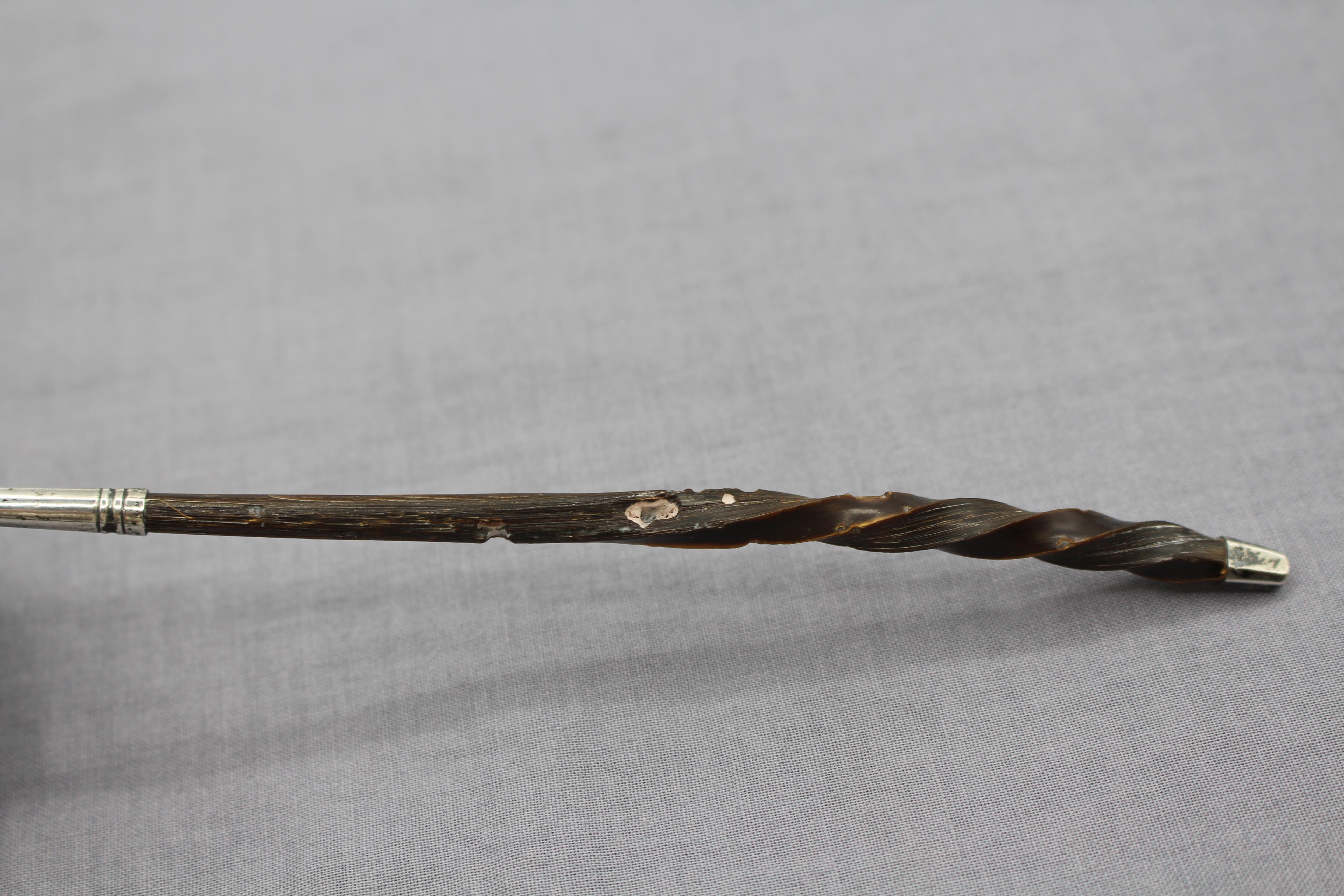 Sterling Silver Small Toddy Ladle with Sterling and Twisted Baleen Handle For Sale