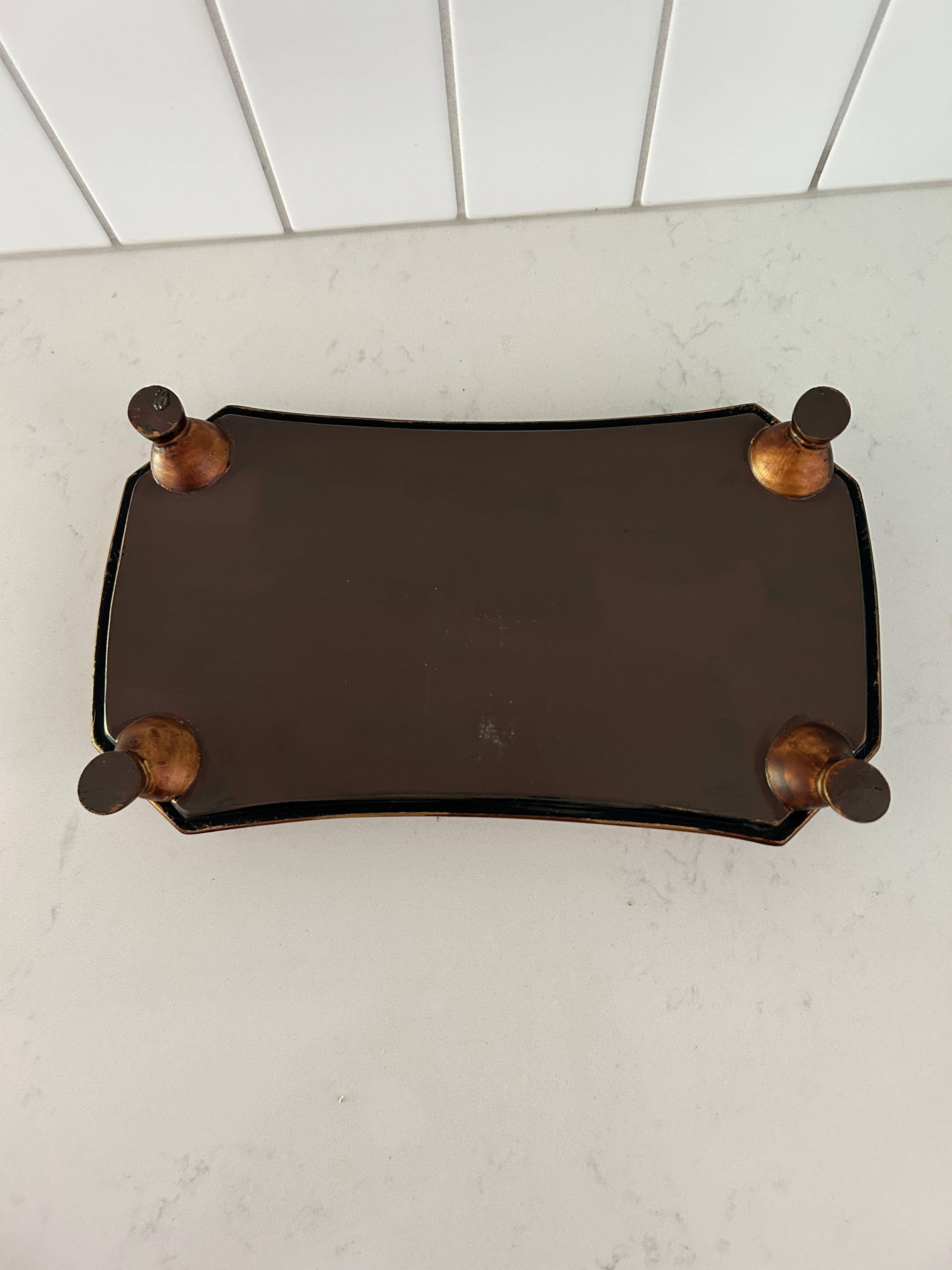 20th Century Small Tooled Brass and Wood Holder For Sale