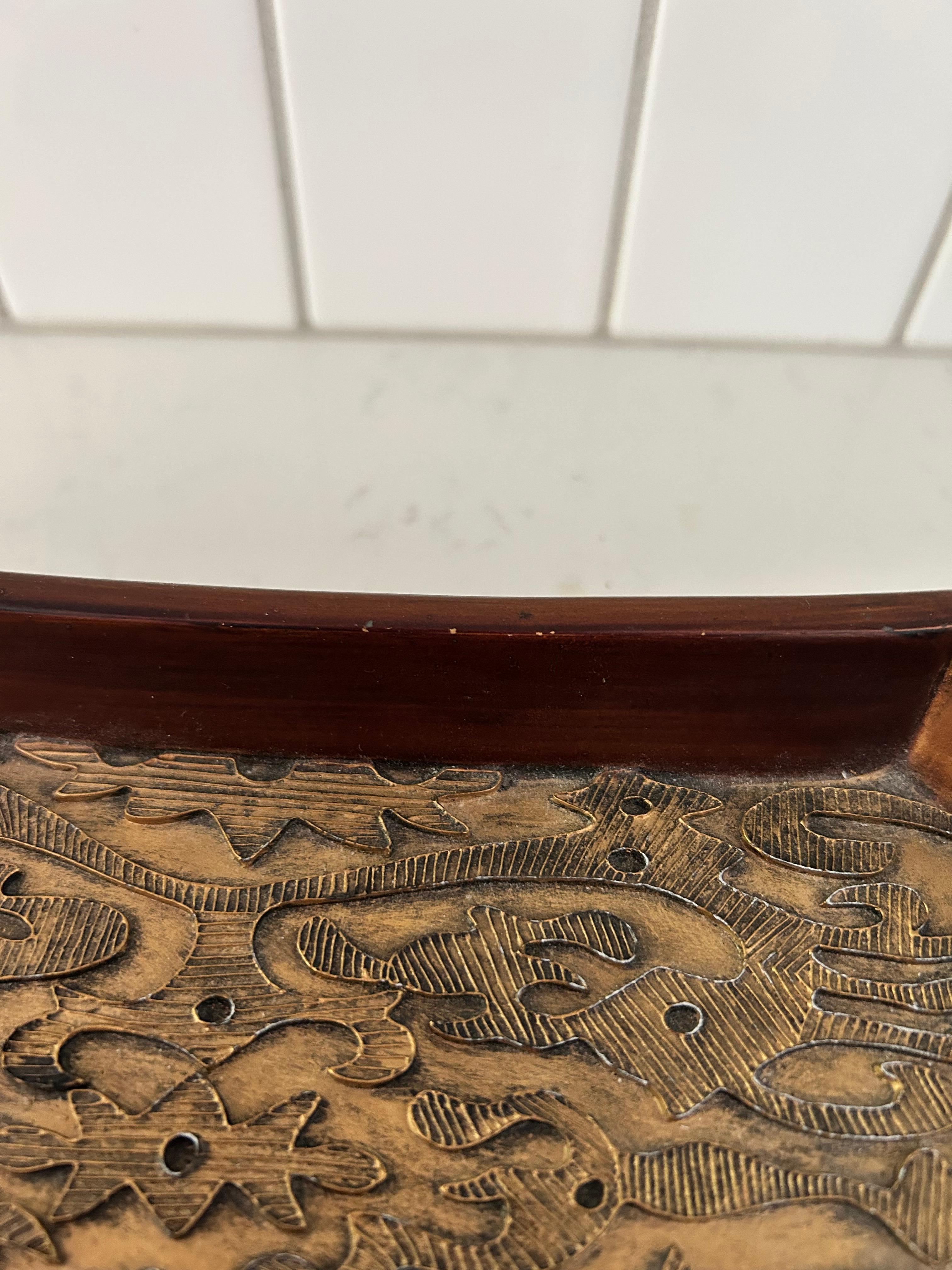 Small Tooled Brass and Wood Holder For Sale 3