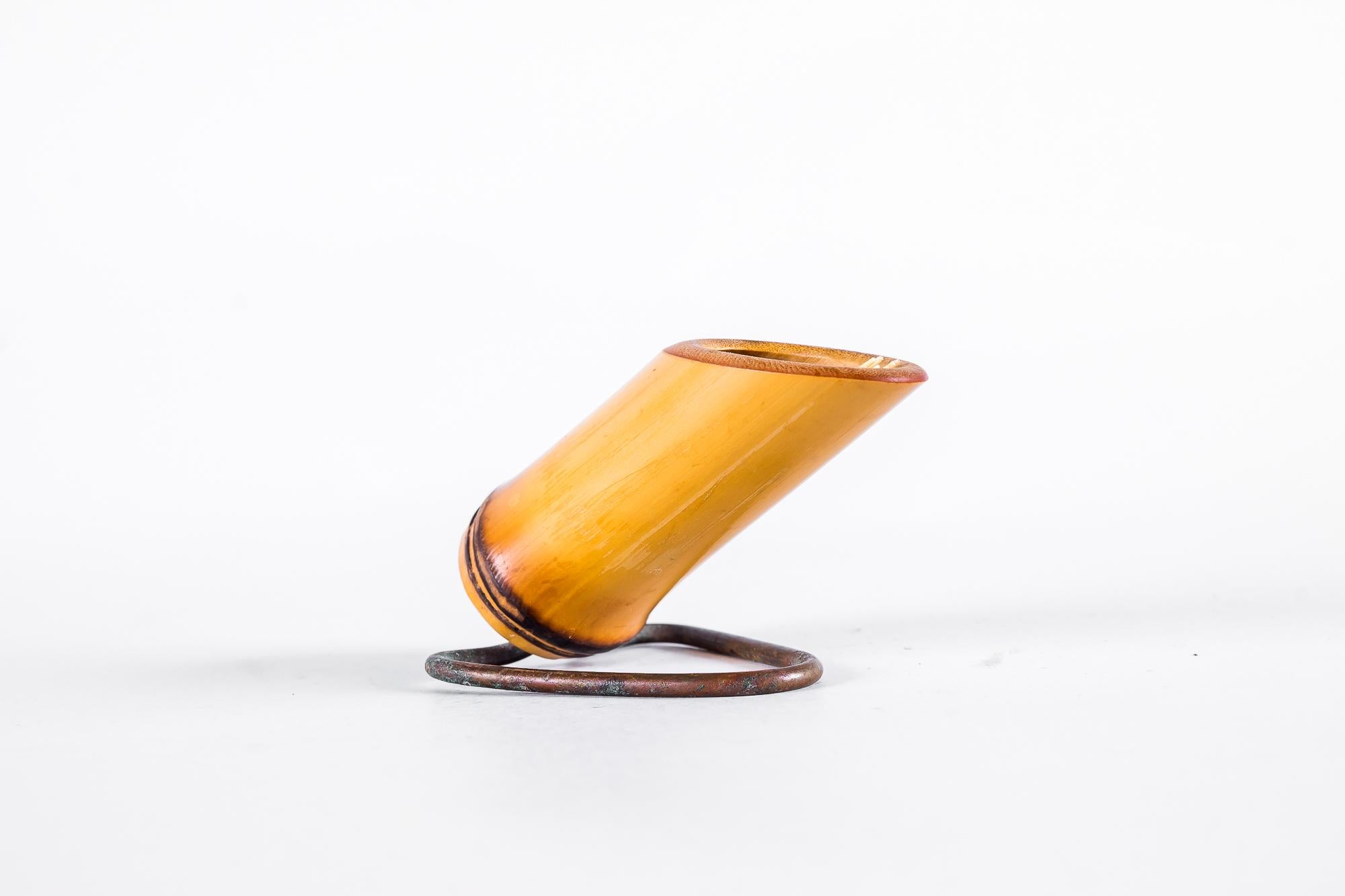Small Toothpick Holder Bamboo and Brass, Vienna, Around 1950s In Good Condition In Wien, AT