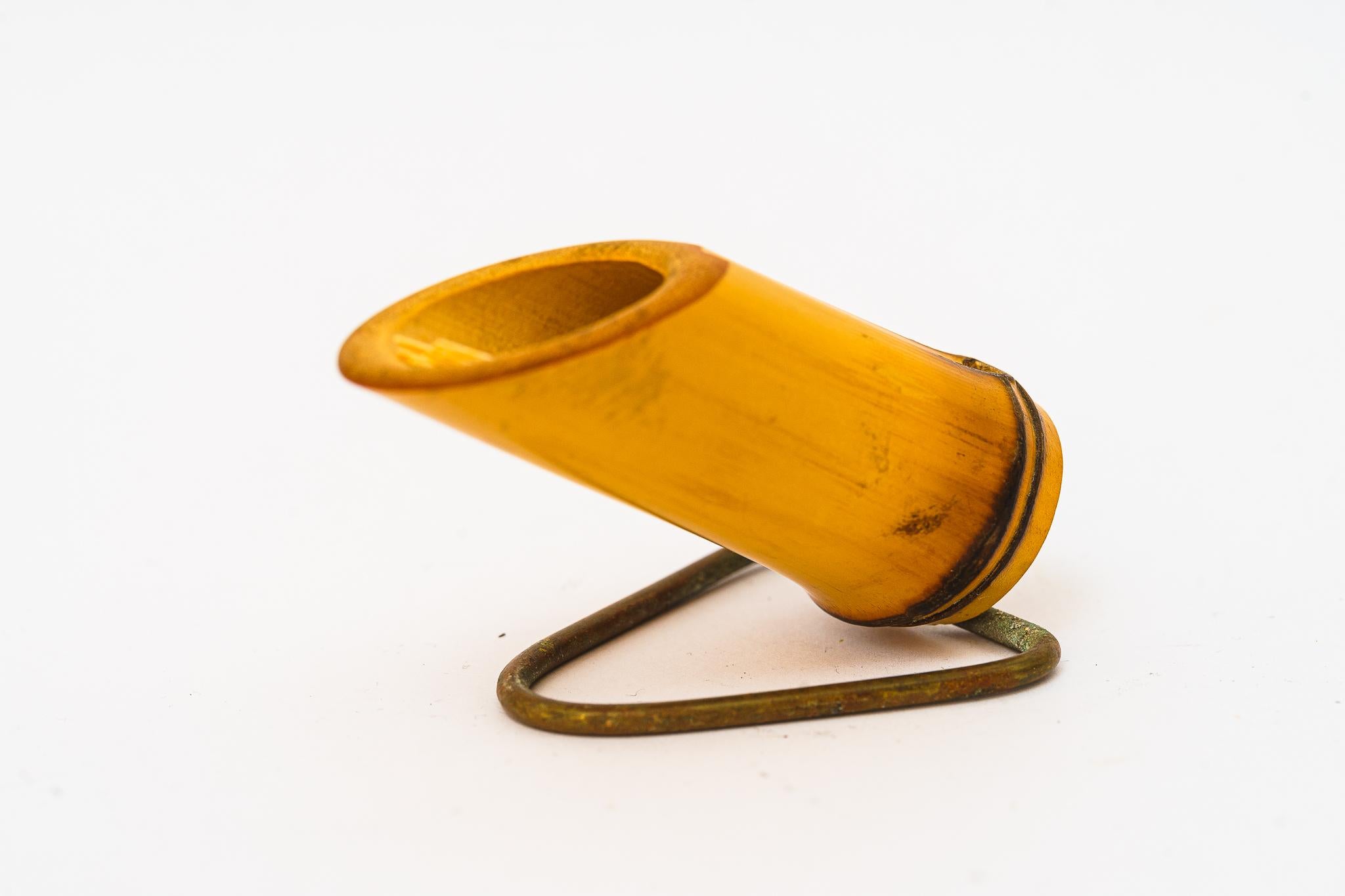 Mid-Century Modern Small Toothpick Holder Bamboo Vienna Around 1950s For Sale