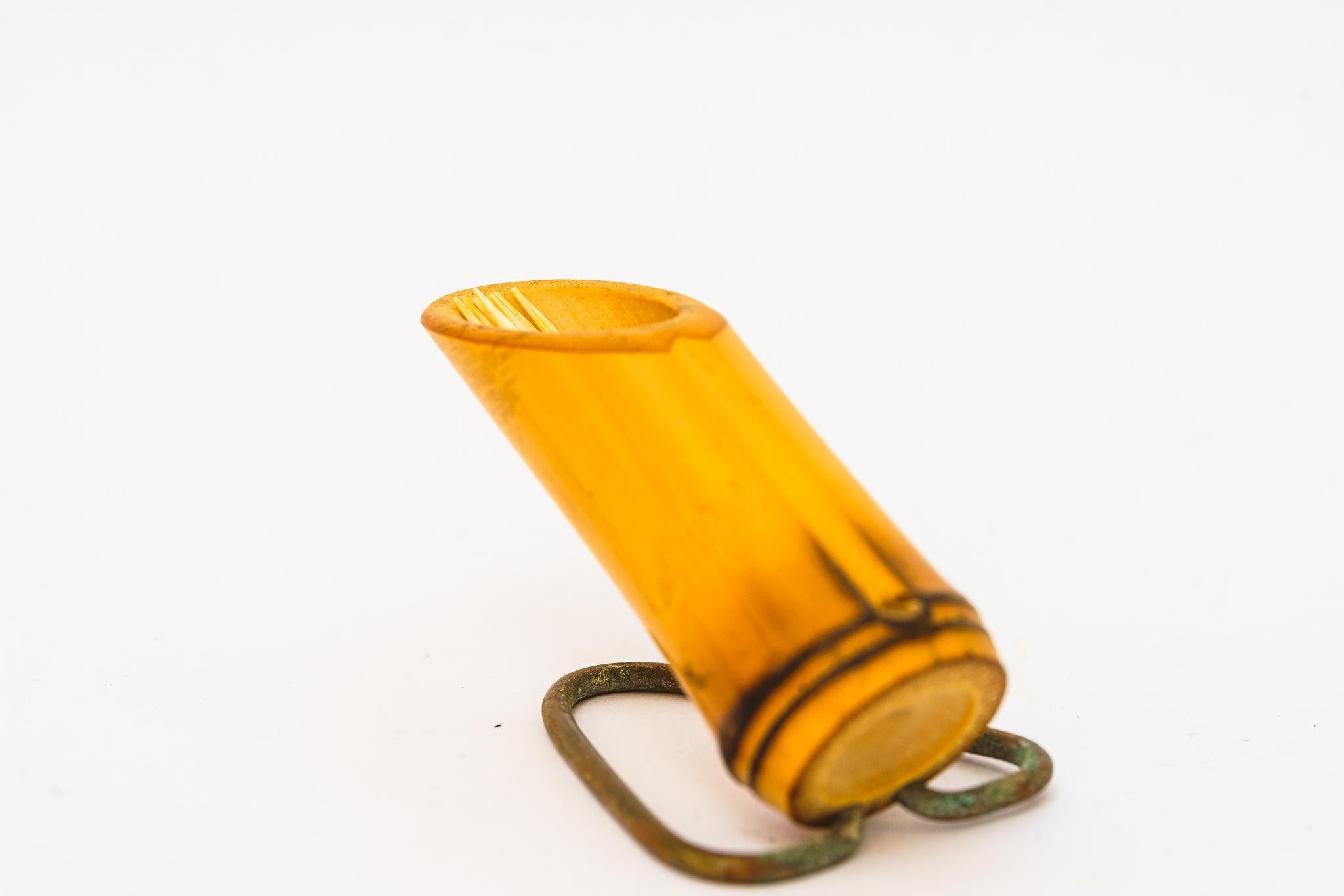 Small Toothpick Holder Bamboo Vienna Around 1950s In Good Condition For Sale In Wien, AT