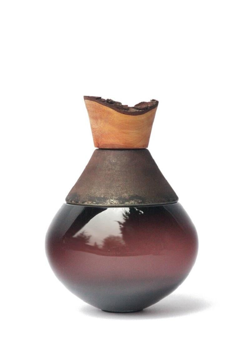 Turned Small Topaz and Copper Patina India Vessel II, Pia Wüstenberg For Sale