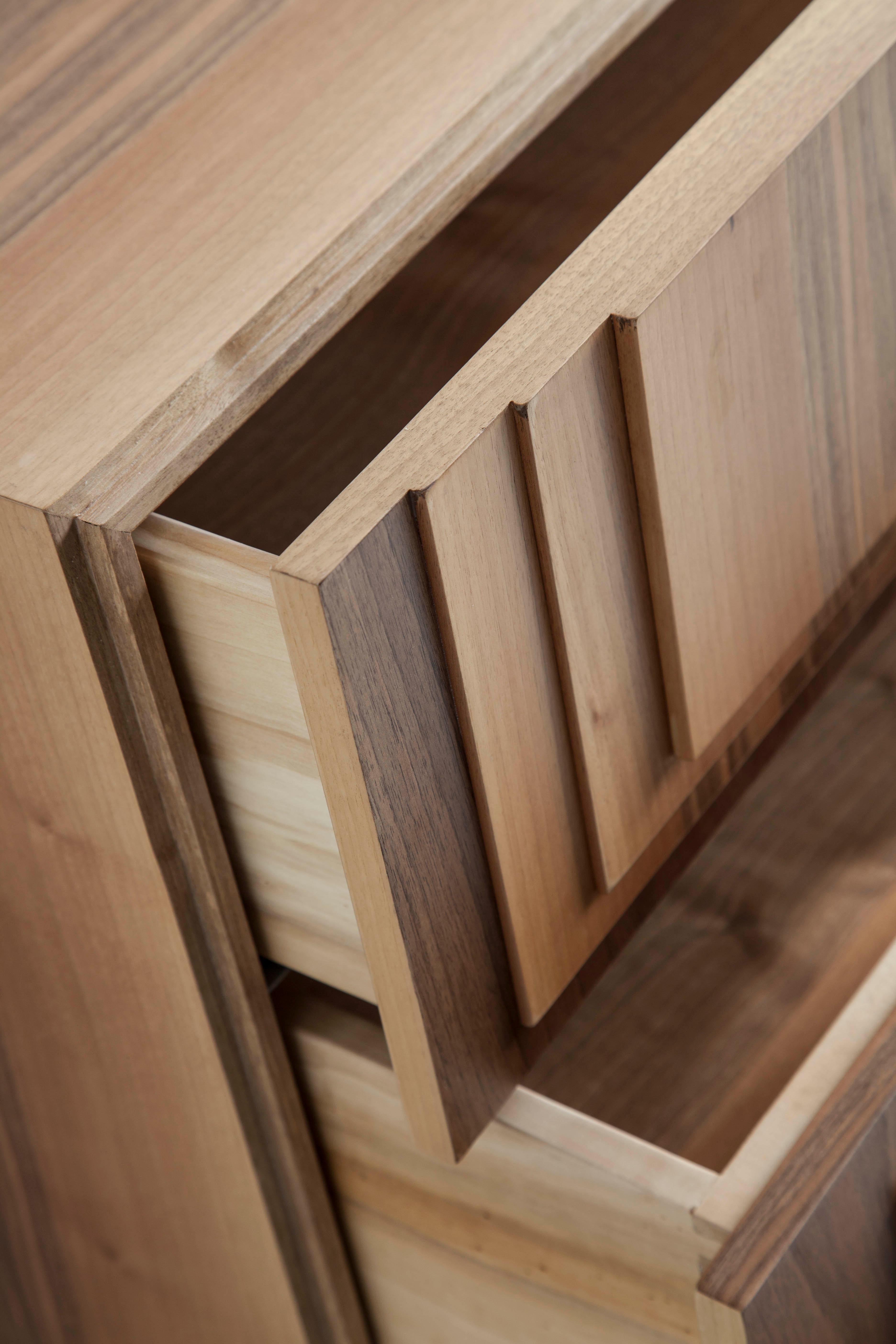 Wood Small Totem Chest Of Drawers, Natural Finish, by Lola Glamour For Sale