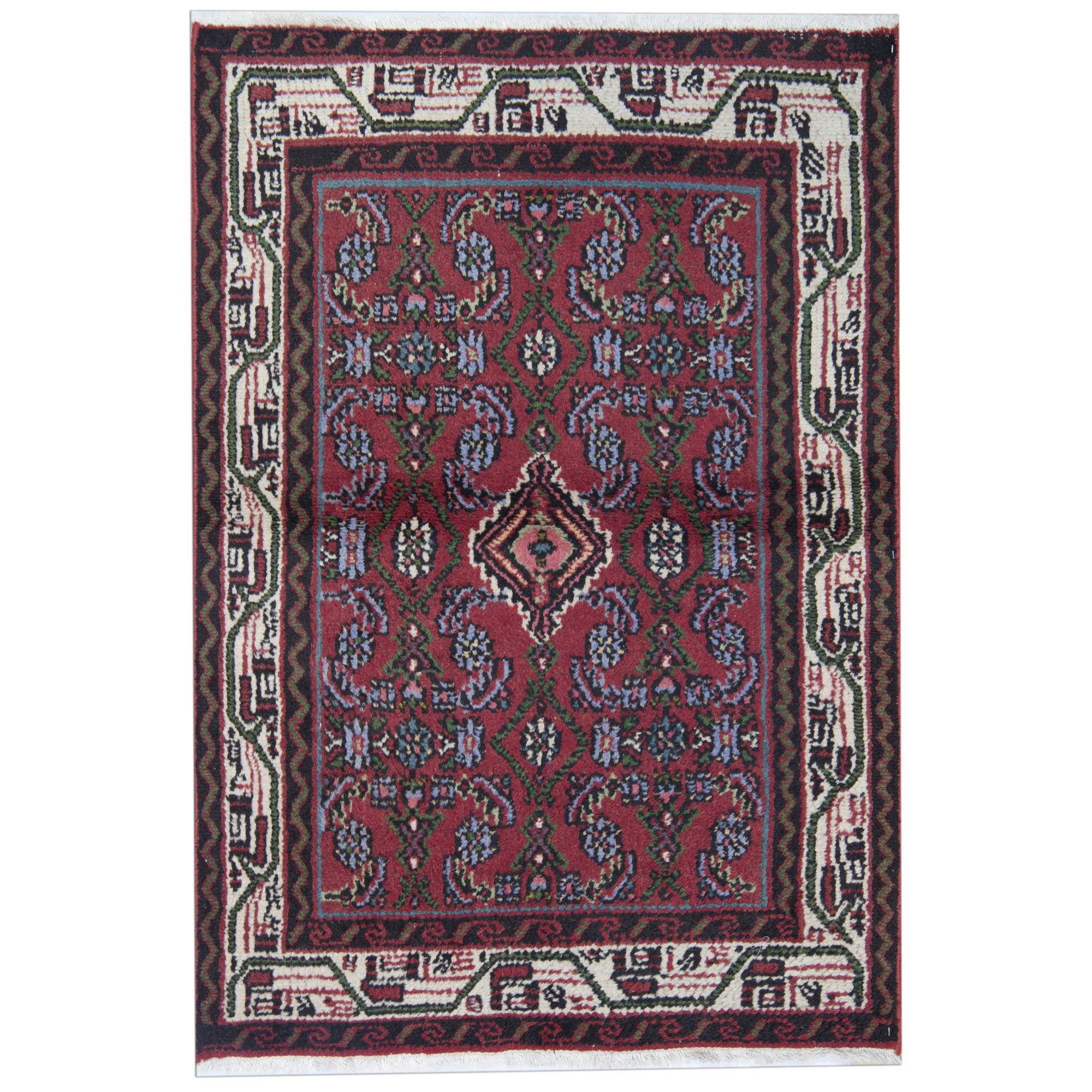 Petit tapis traditionnel fait à la main en laine orientale turque