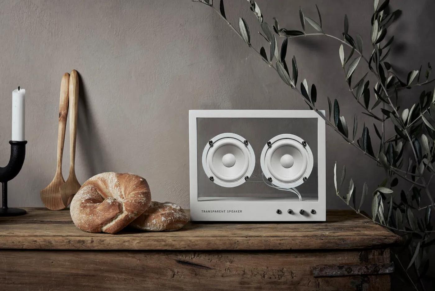 Small Transparent Speaker in White by Transparent For Sale 2