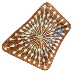 Small Trapezoid Shaped Fused Art Glass Bowl by Michael & Frances Higgins