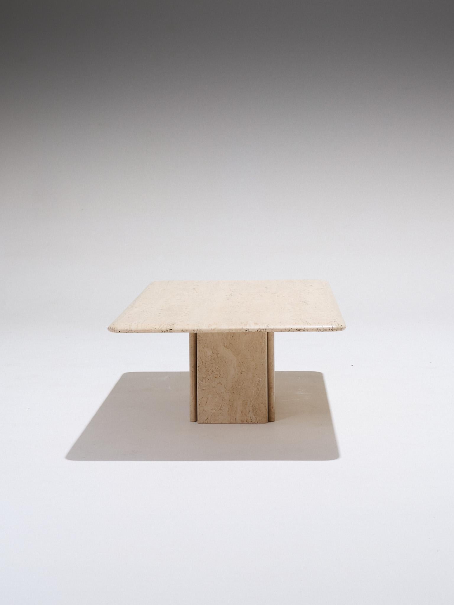 Petite table basse en travertin, 1970 Bon état - En vente à PARIS, FR