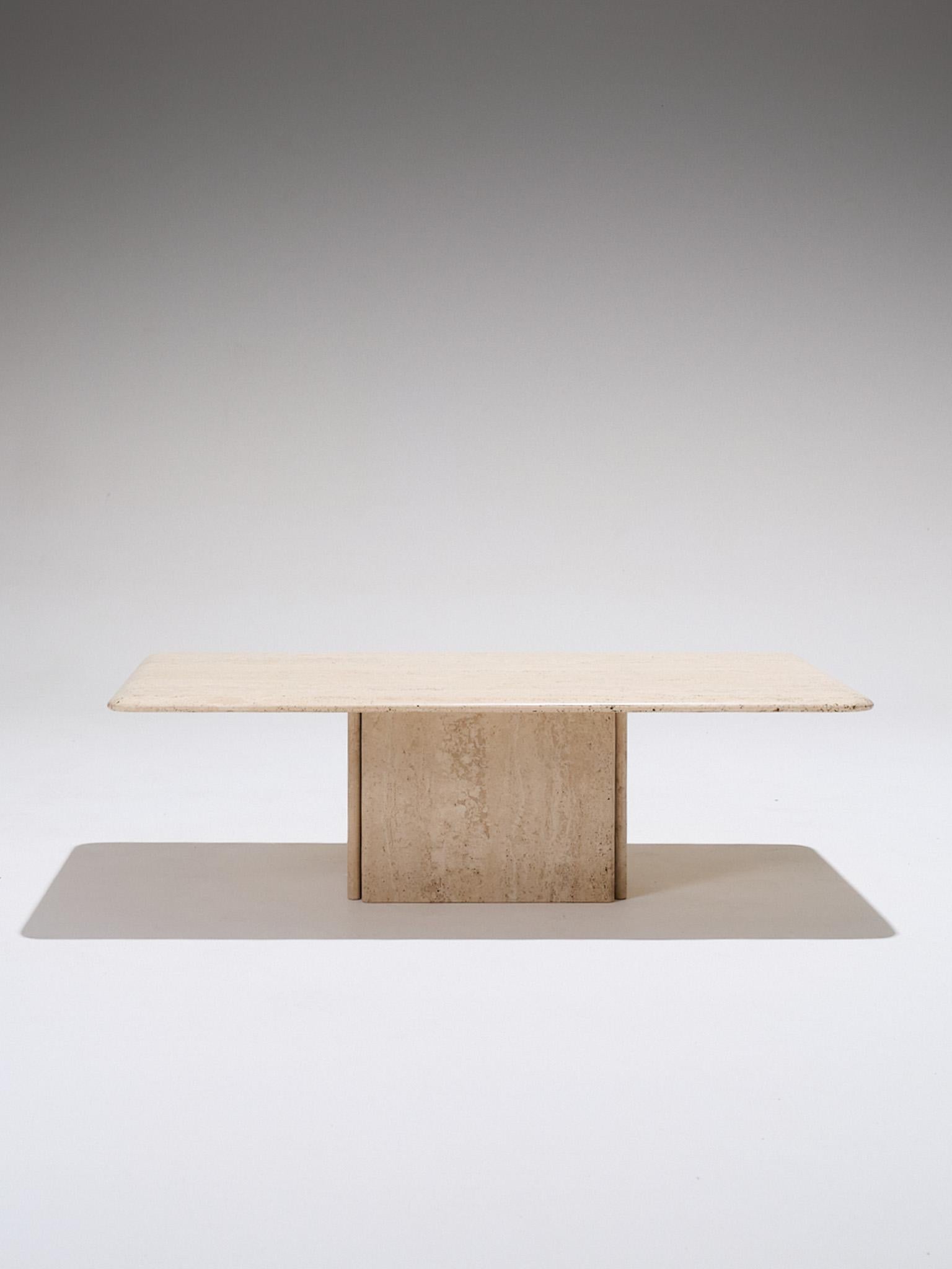 Fin du 20e siècle Petite table basse en travertin, 1970 en vente
