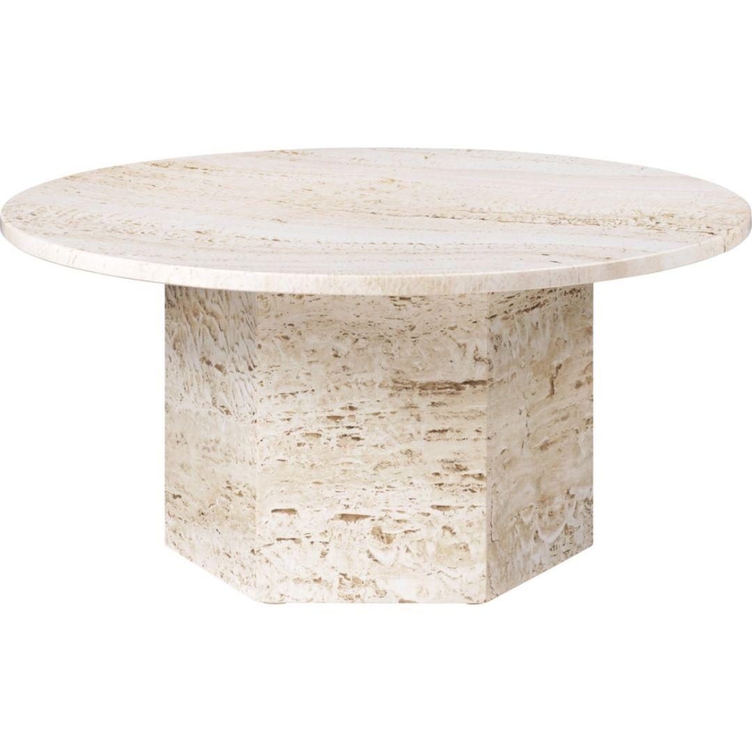 Small Travertine 'Epic' Table in Warm Taupe by Gamfratesi for Gubi For Sale 3