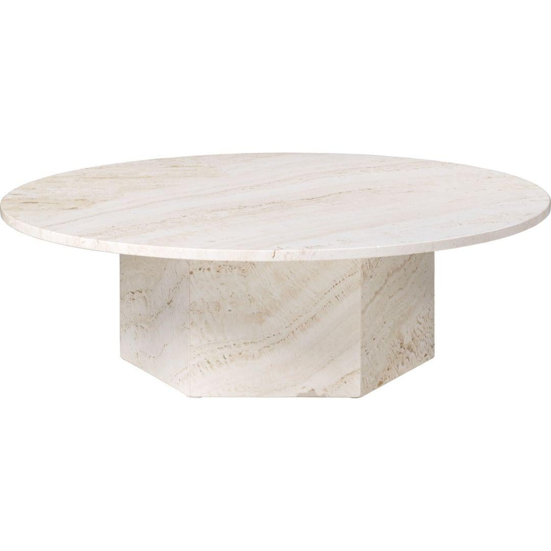 Small Travertine 'Epic' Table in Warm Taupe by Gamfratesi for Gubi For Sale 4