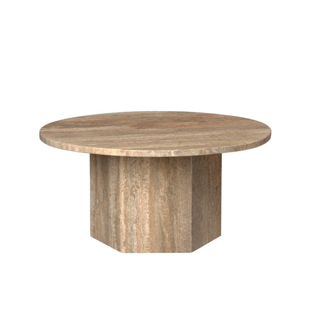 Small Travertine 'Epic' Table in Warm Taupe by Gamfratesi for Gubi For Sale 5
