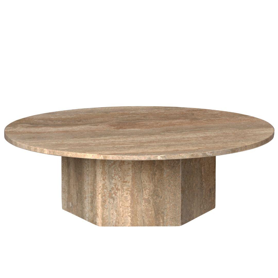 Small Travertine 'Epic' Table in Warm Taupe by Gamfratesi for Gubi For Sale 6