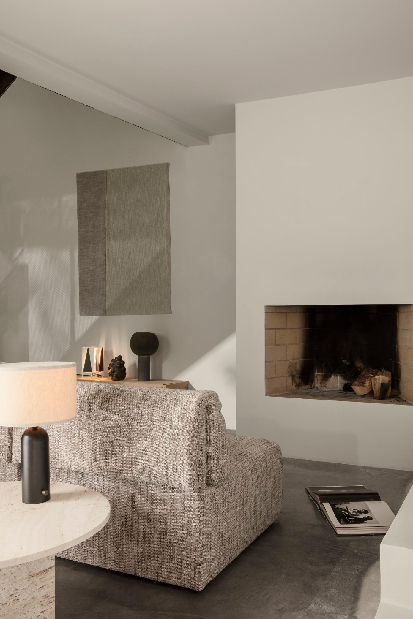 Small Travertine 'Epic' Table in Warm Taupe by Gamfratesi for Gubi In Excellent Condition For Sale In Glendale, CA
