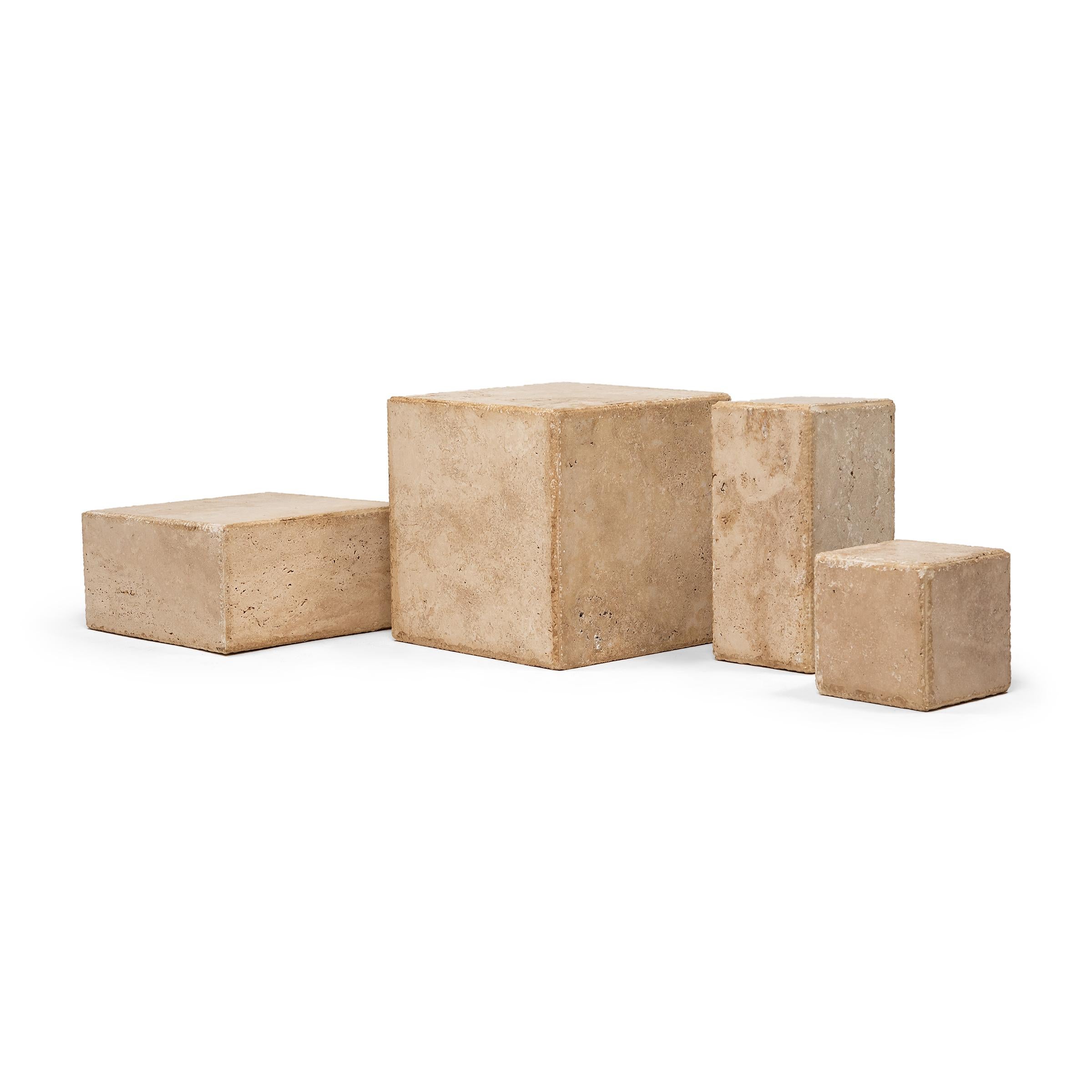 Small Travertine Marble Pedestal For Sale 2