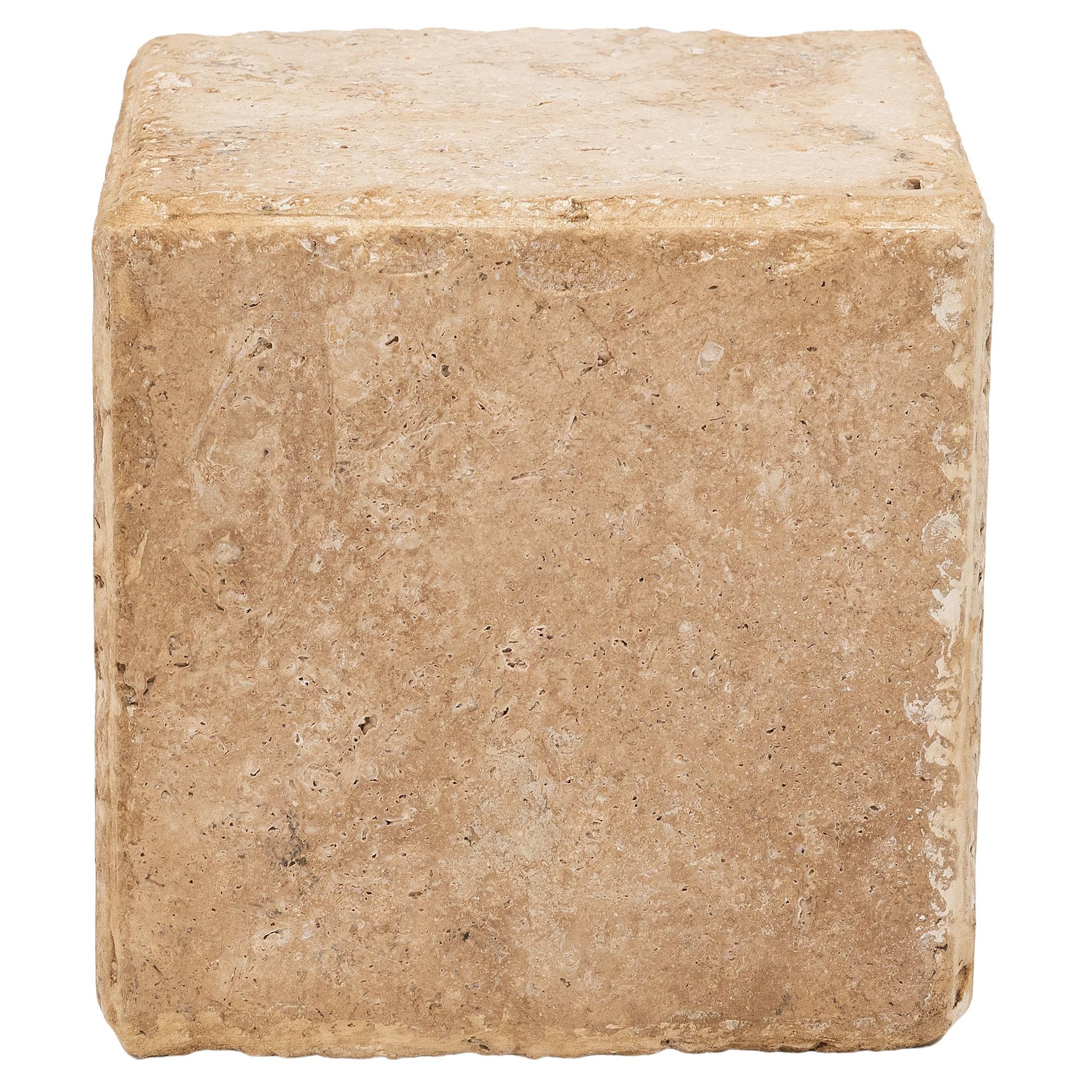Small Travertine Marble Pedestal For Sale
