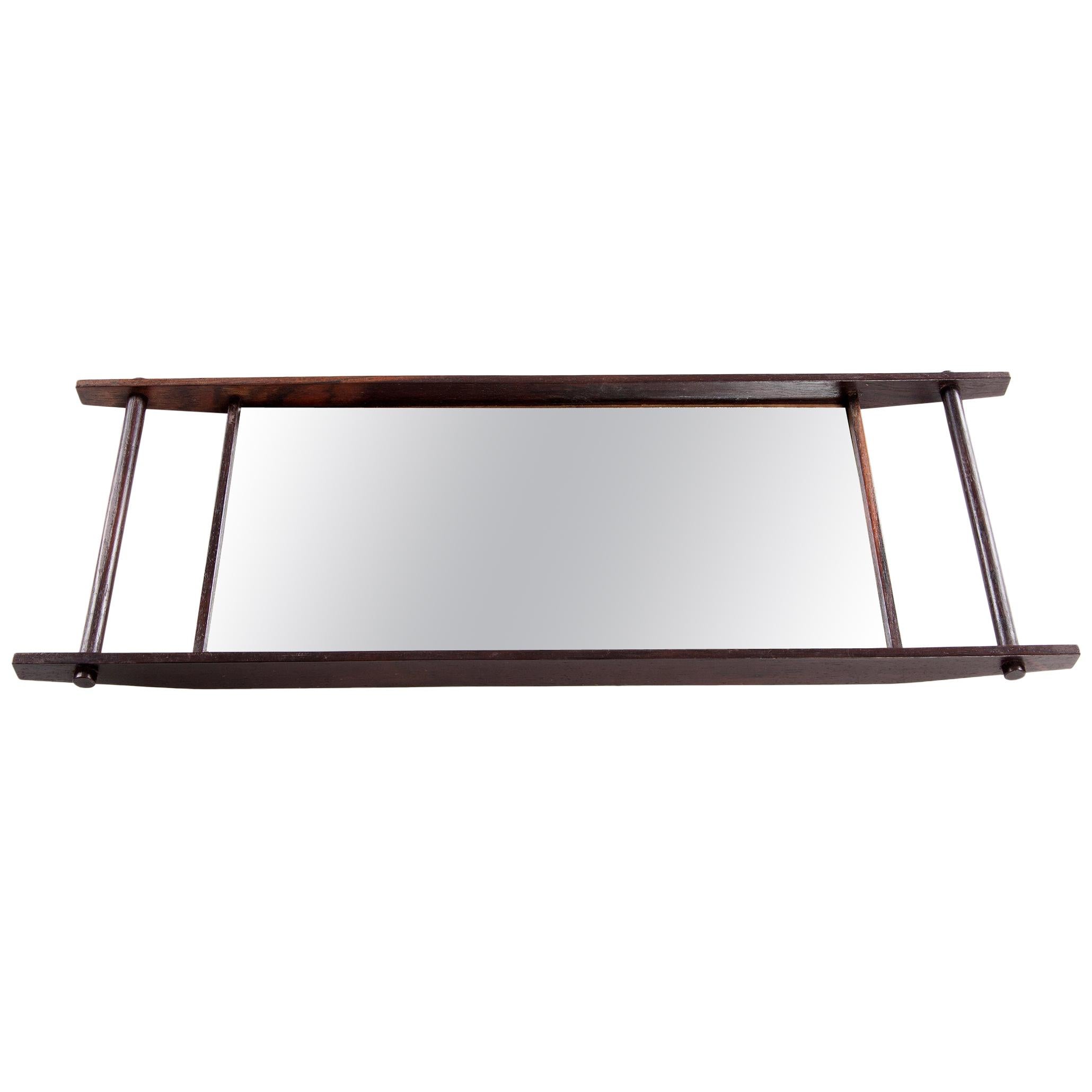 Small Tray in Rosewood with Mirrored Surface by L'Atelier, 1960s