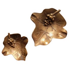 Small Trays in The Shape of Leaves With Bronze Grapes France