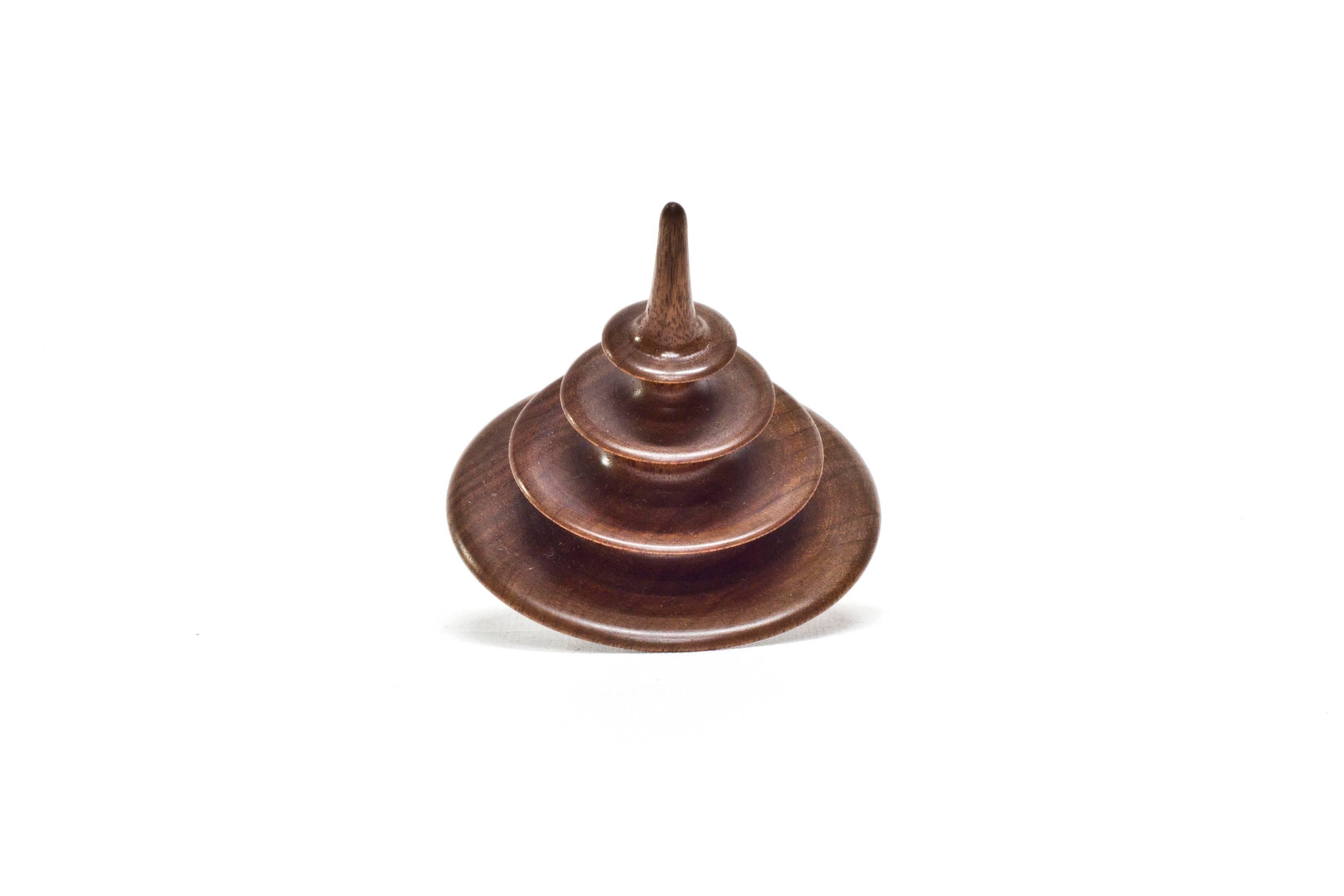 American Small Tree Elemental Spinning Top in Oiled Walnut by Alvaro Uribe for Wooda For Sale