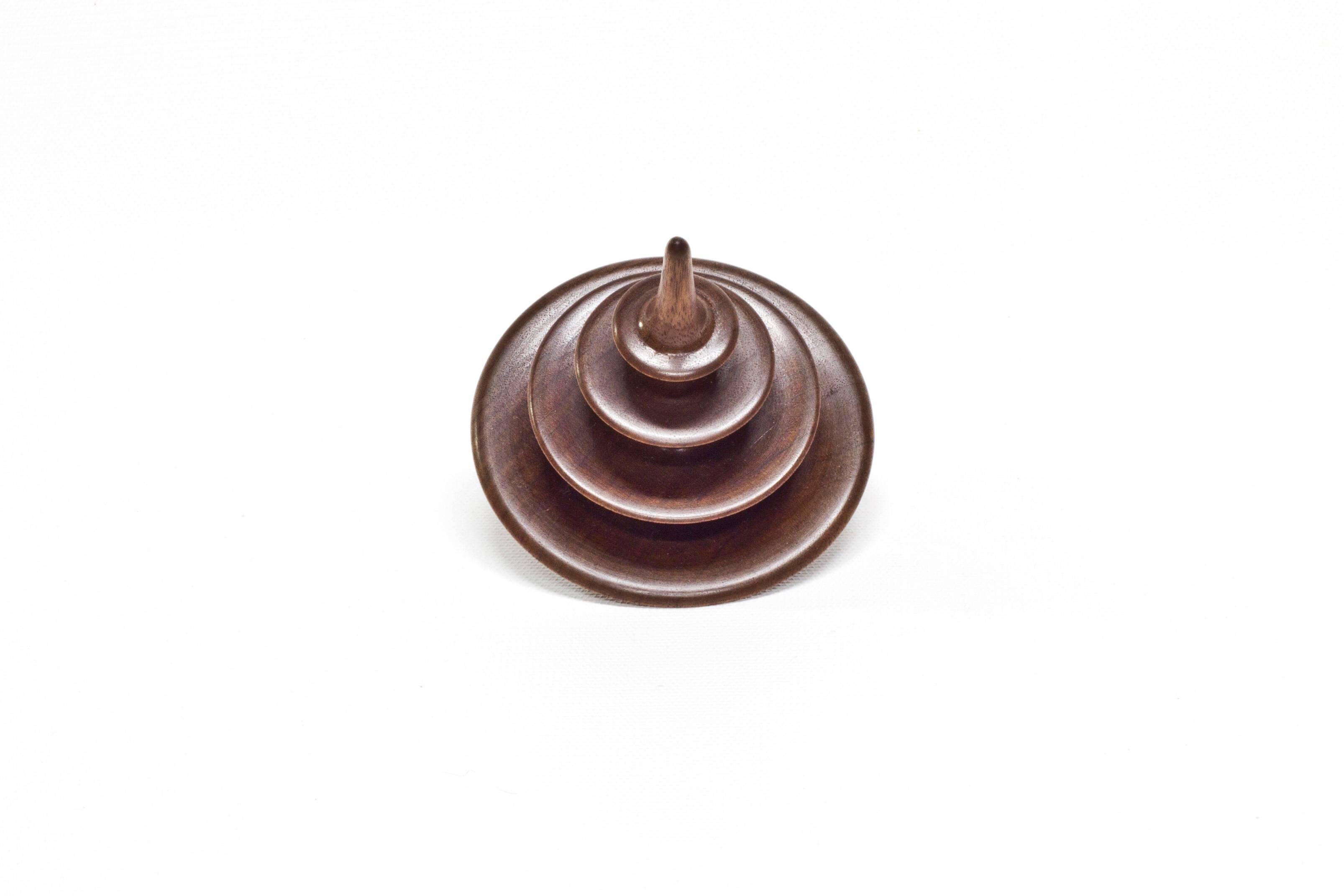 Turned Small Tree Elemental Spinning Top in Oiled Walnut by Alvaro Uribe for Wooda For Sale