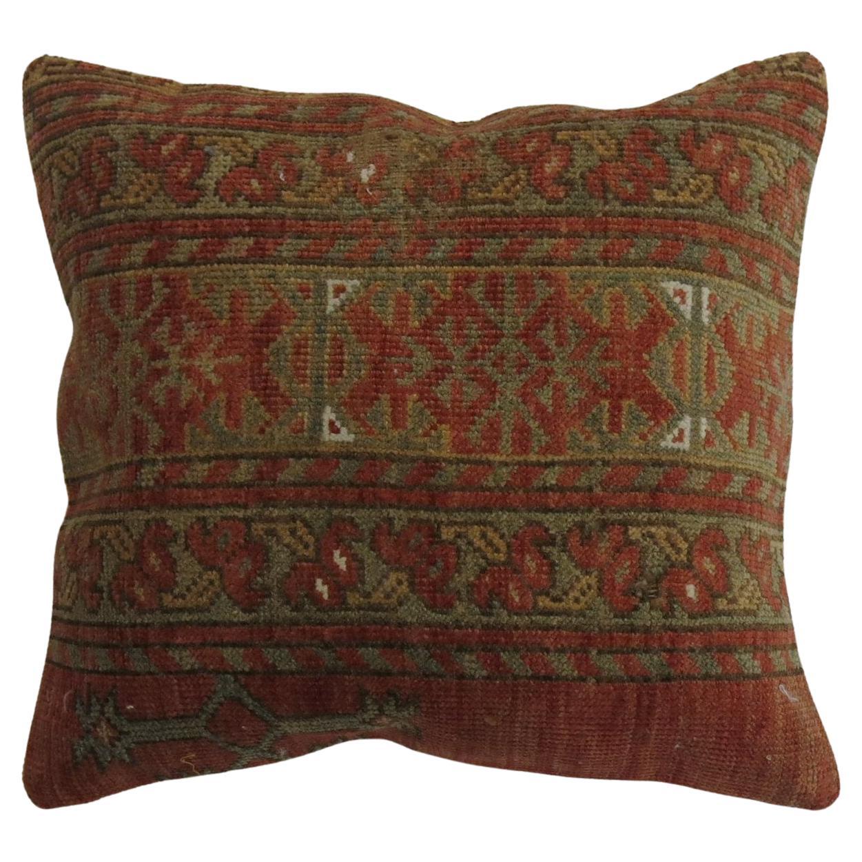 Small Tribal Afghan Antique Rug Pillow For Sale