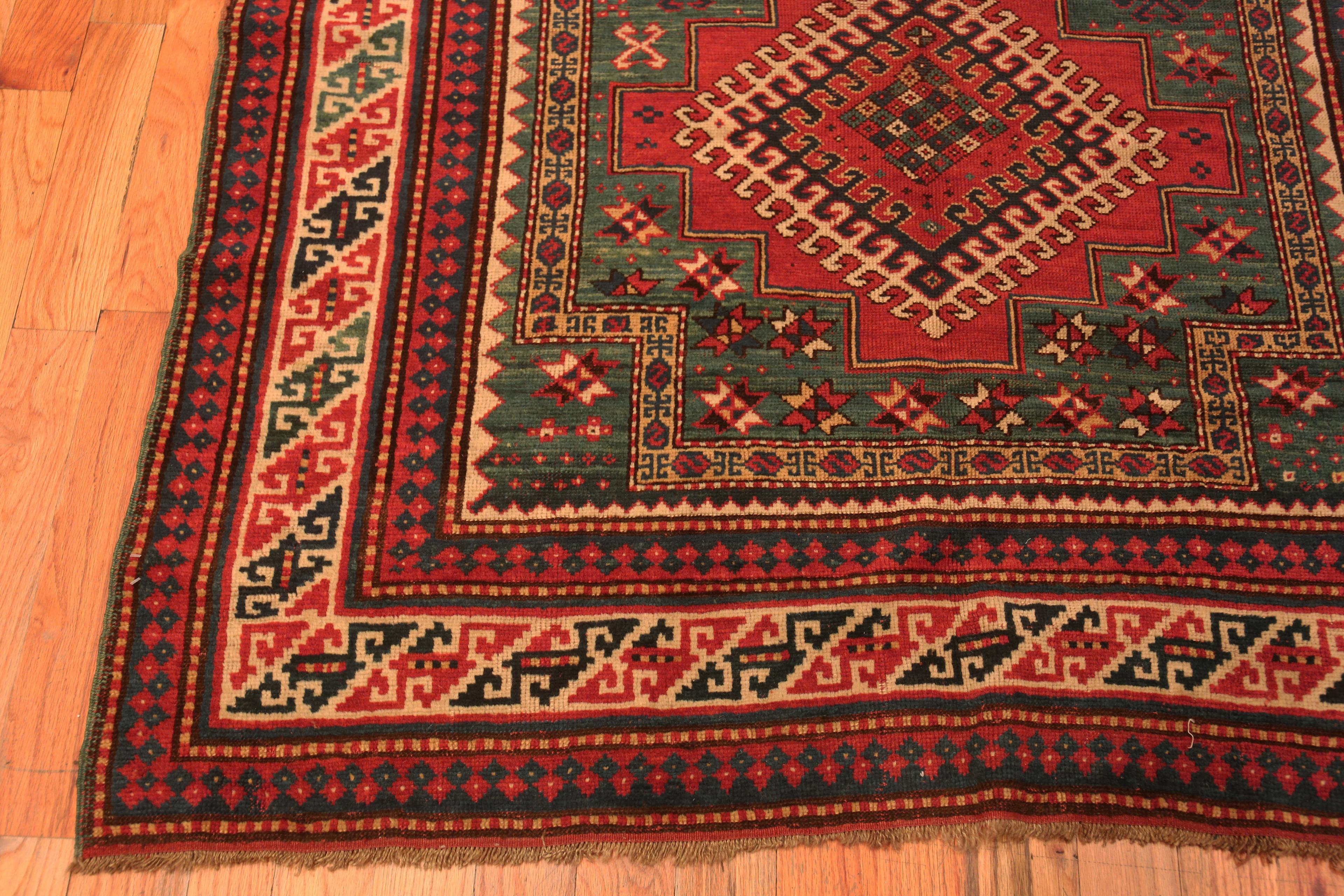 Wool  Small Tribal Antique Caucasian Kazak Islamic Prayer Area Rug 4'10