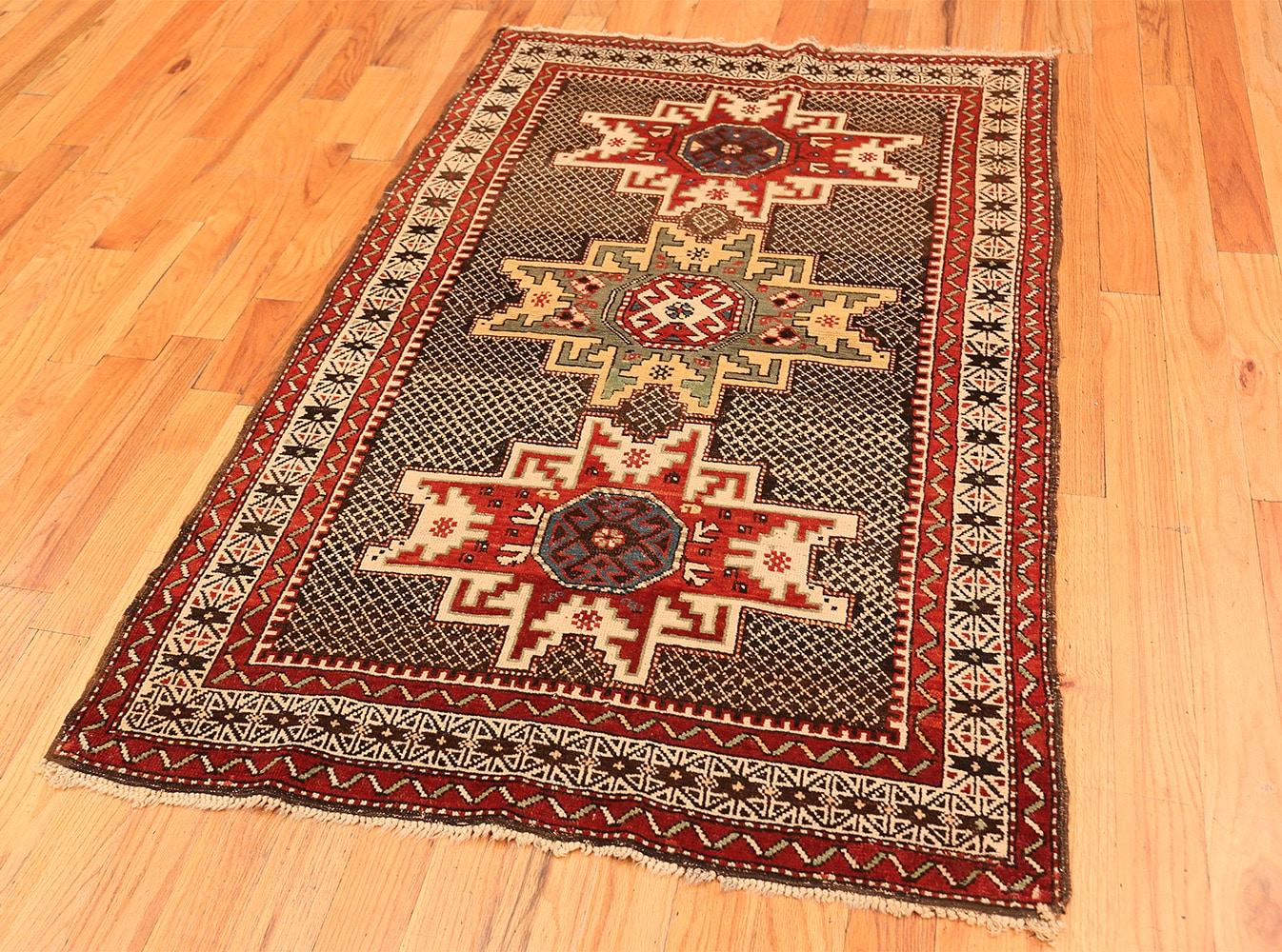 20th Century Small Tribal Antique Caucasian Kuba Rug. Size: 3 ft 6 in x 5 ft 6 in