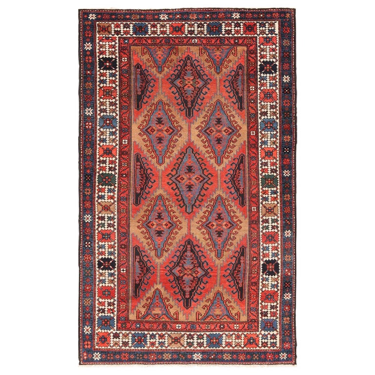Small Tribal Geometric Antique Northwest Persian Rug. Size: 4 ft 6 in x ...