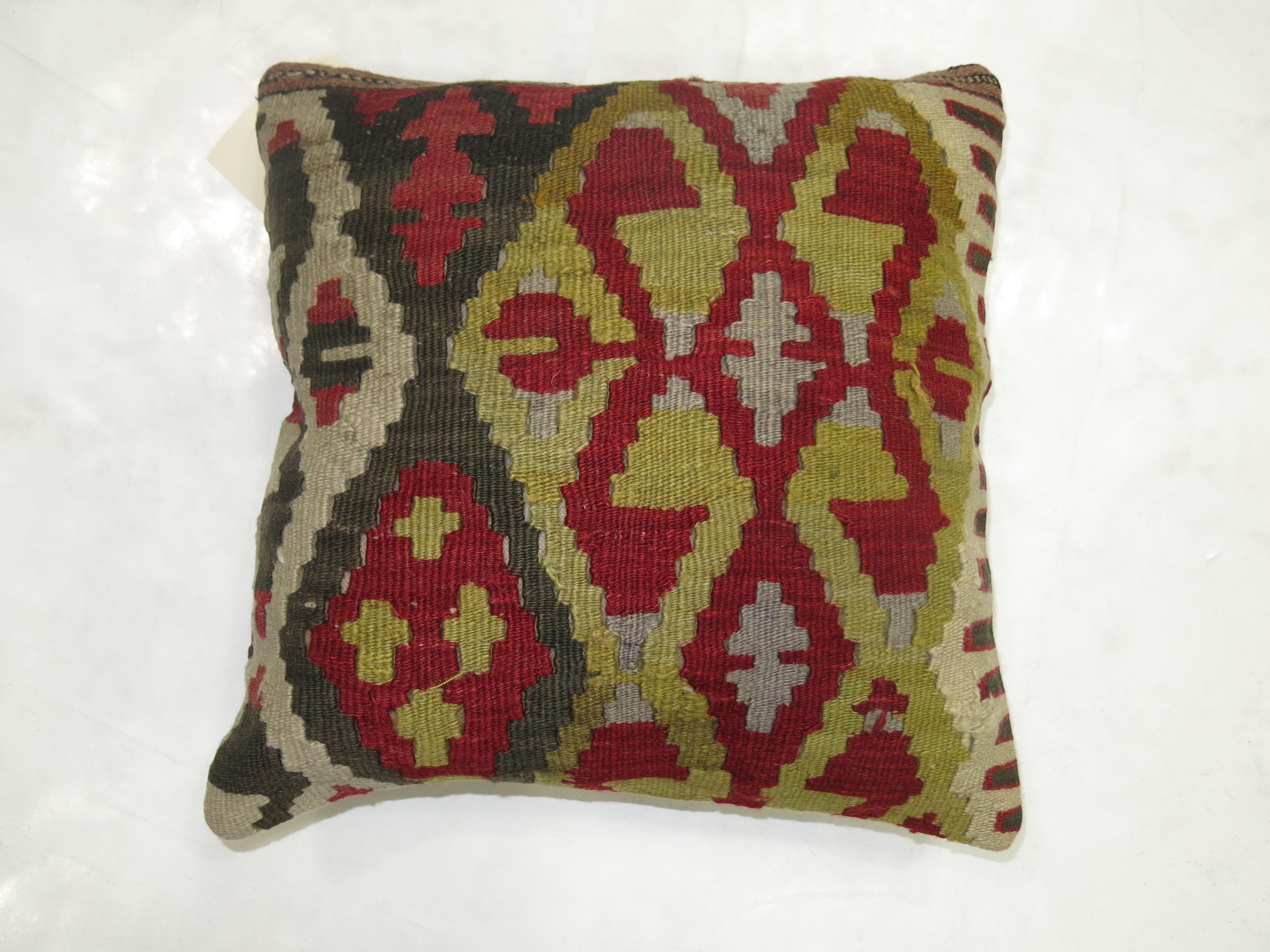Adirondack Small Tribal Turkish Kilim Pillow For Sale