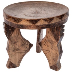 Small Tribal Wooden Stool from Tanzania, Mid-20th Century