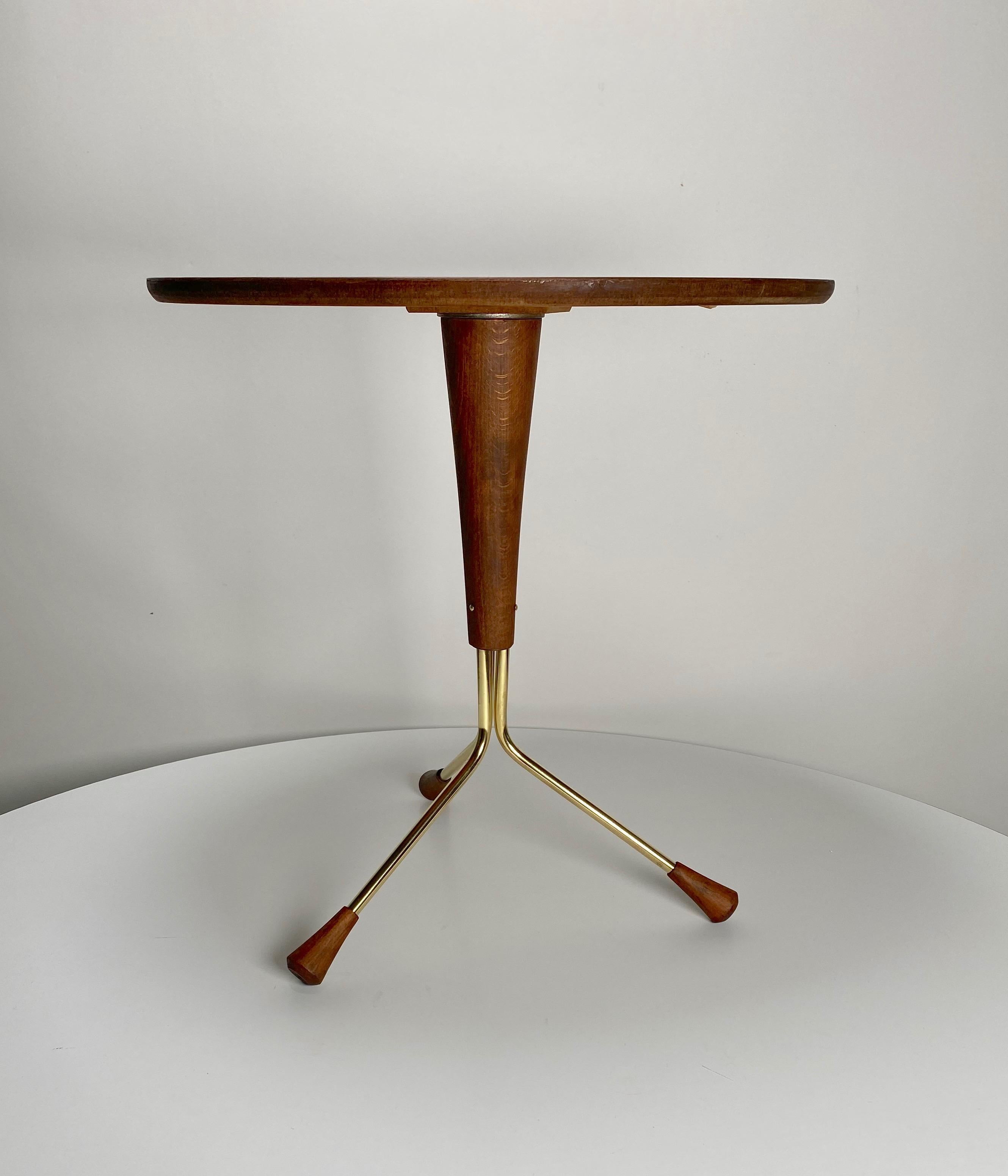 Scandinavian Modern Small Tripod Base Table by Swedish Designer Alberts Larrson for Alberts Tibro