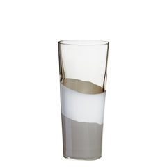 Jarrón pequeño Troncocono gris y blanco de Carlo Moretti
