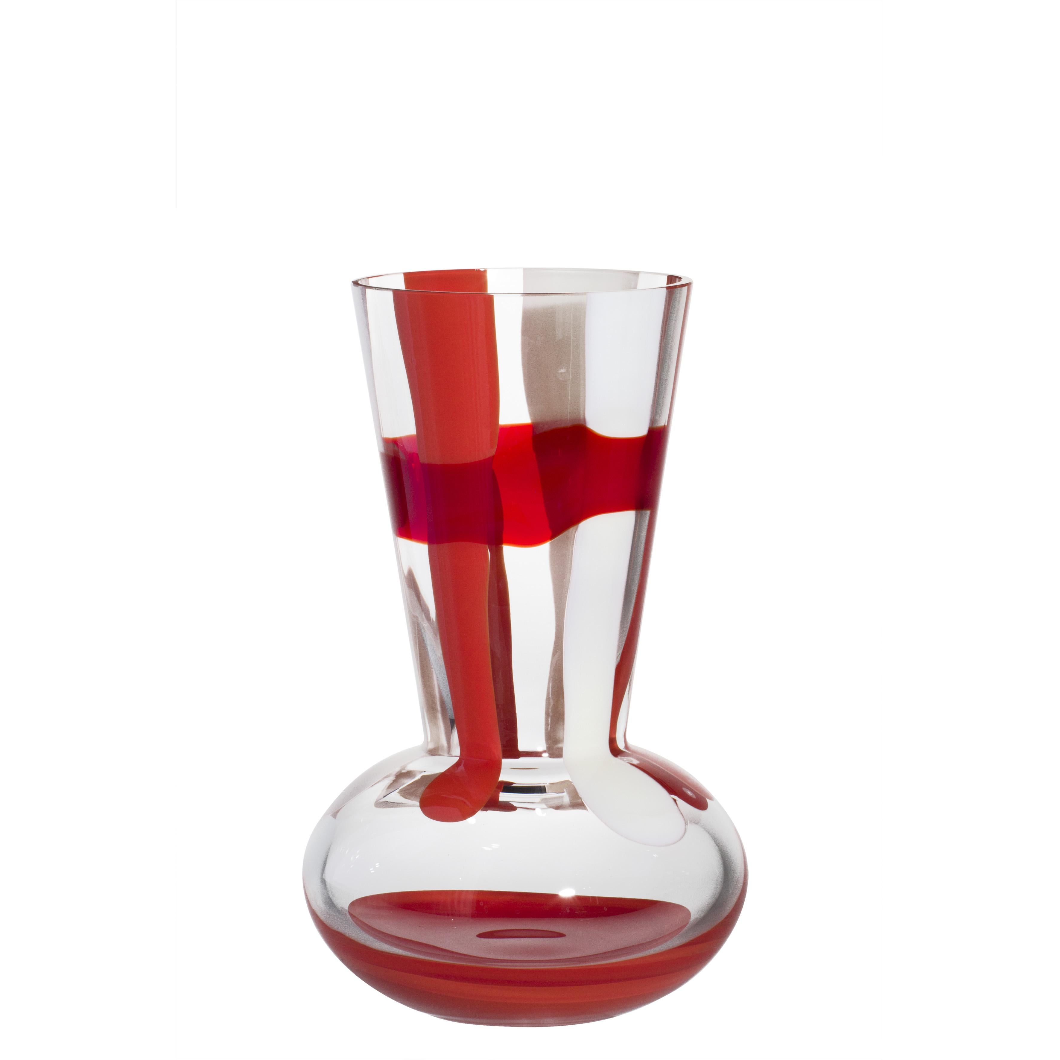Troncosfera-Vase in Orange, Elfenbein und Rot von Carlo Moretti im Angebot