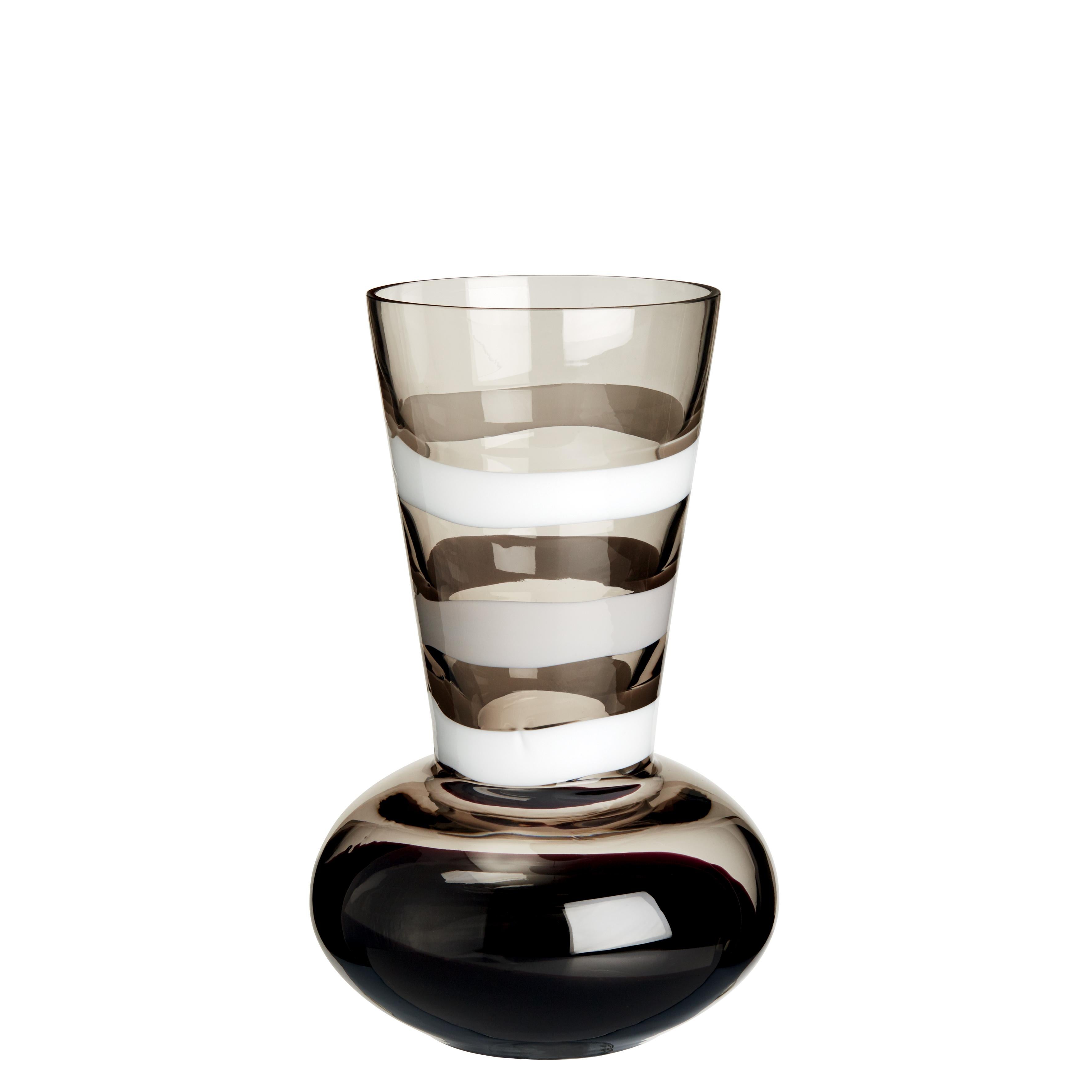 Small Troncosfera Vase in White, Grey and Black by Carlo Moretti