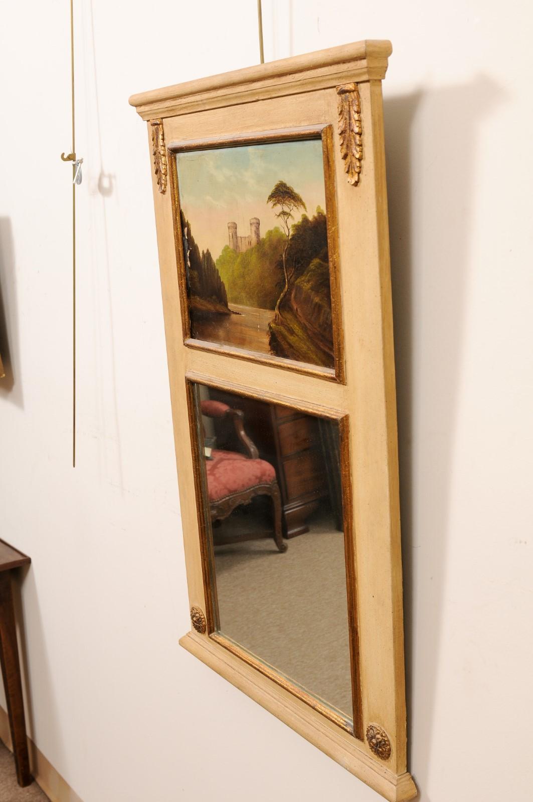 Small Trumeau Mirror with 19th Century Landscape Painting, France For Sale 6