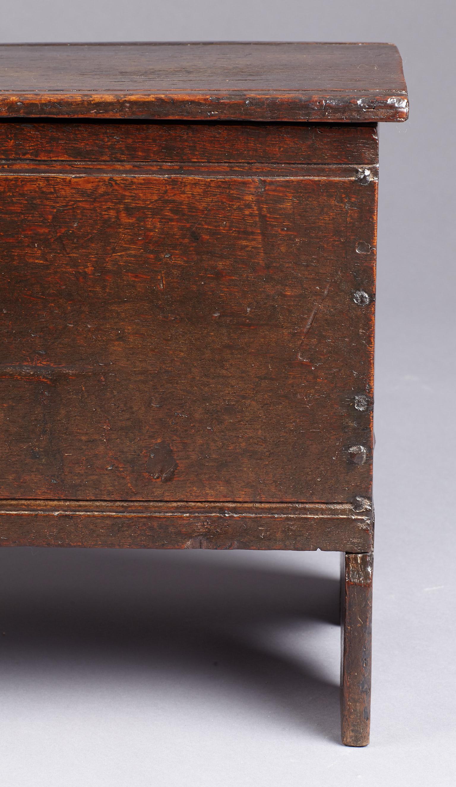 British Small Tudor Oak Boarded Chest, Mid-16th Century, English, circa 1540-1560