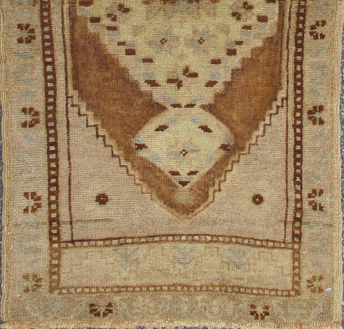 Hand-Knotted Small Turkish Oushak Carpet with Central Medallion in Light Brown, Taupe & Gray