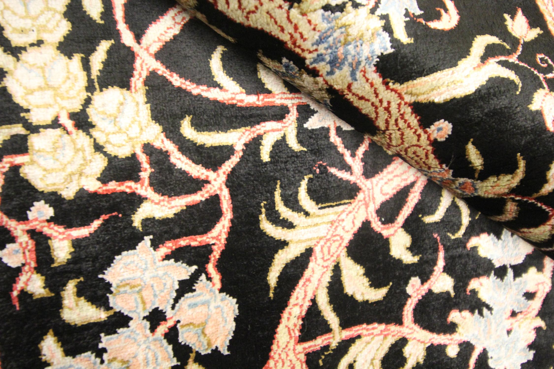 Small Turkish Silk Rug, Handmade Carpet Oriental Rug Tree of Life For Sale 3