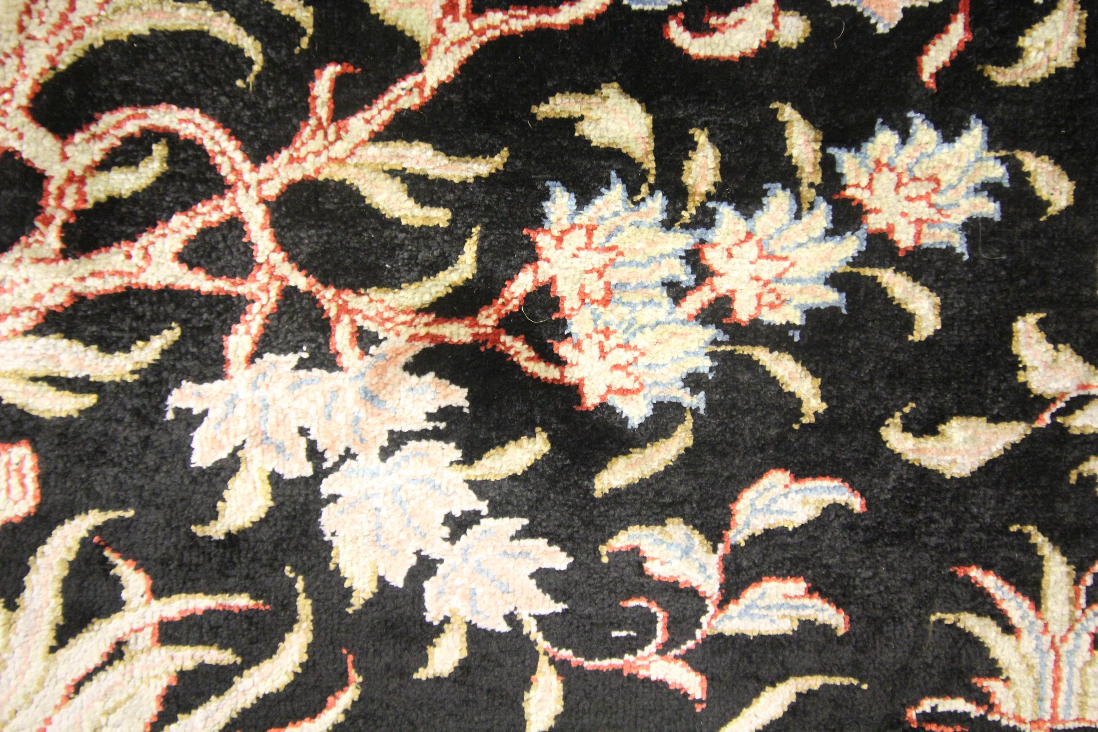 Vegetable Dyed Small Turkish Silk Rug, Handmade Carpet Oriental Rug Tree of Life For Sale